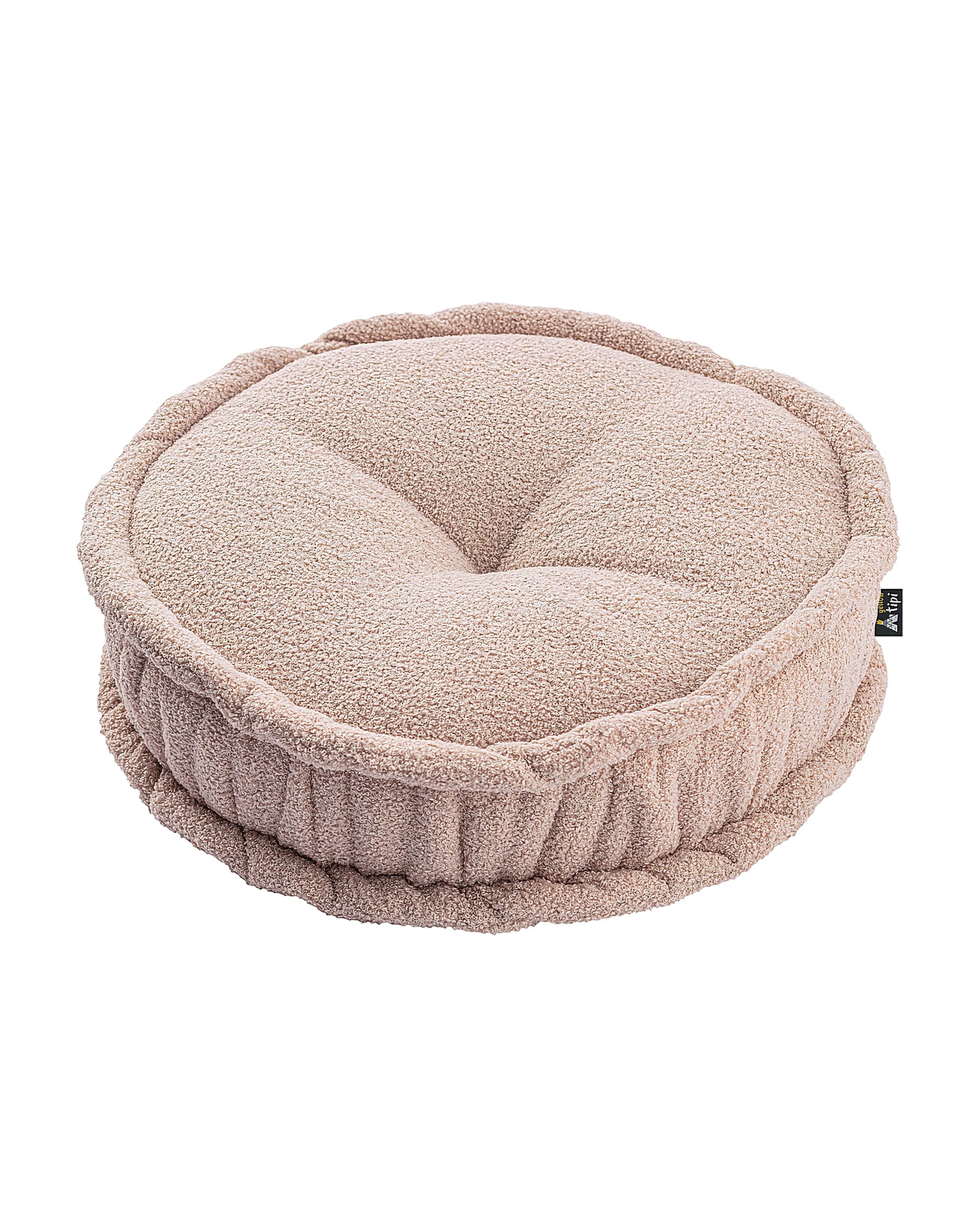 French pouf colour pink fabric structured