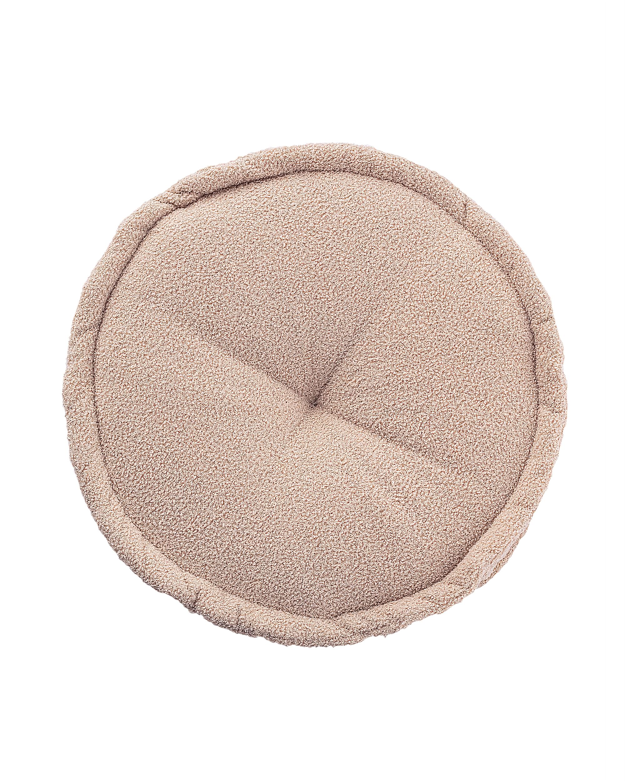 French pouf colour pink fabric structured (hover)