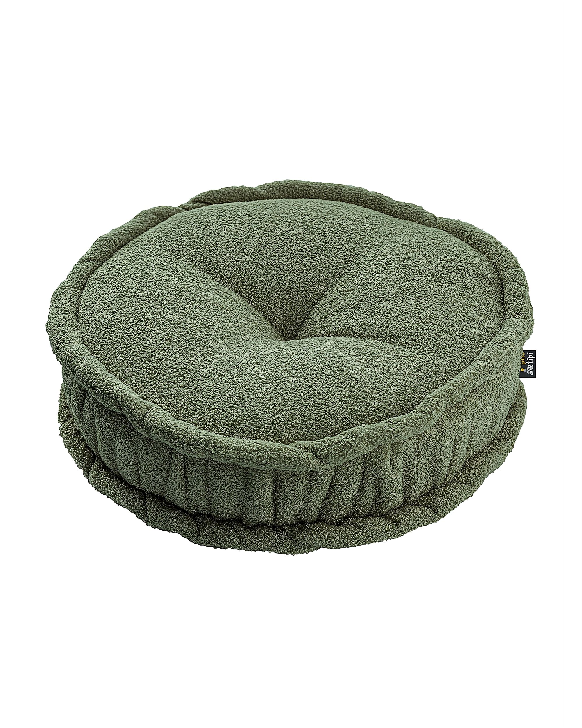 French pouf colour green fabric structured