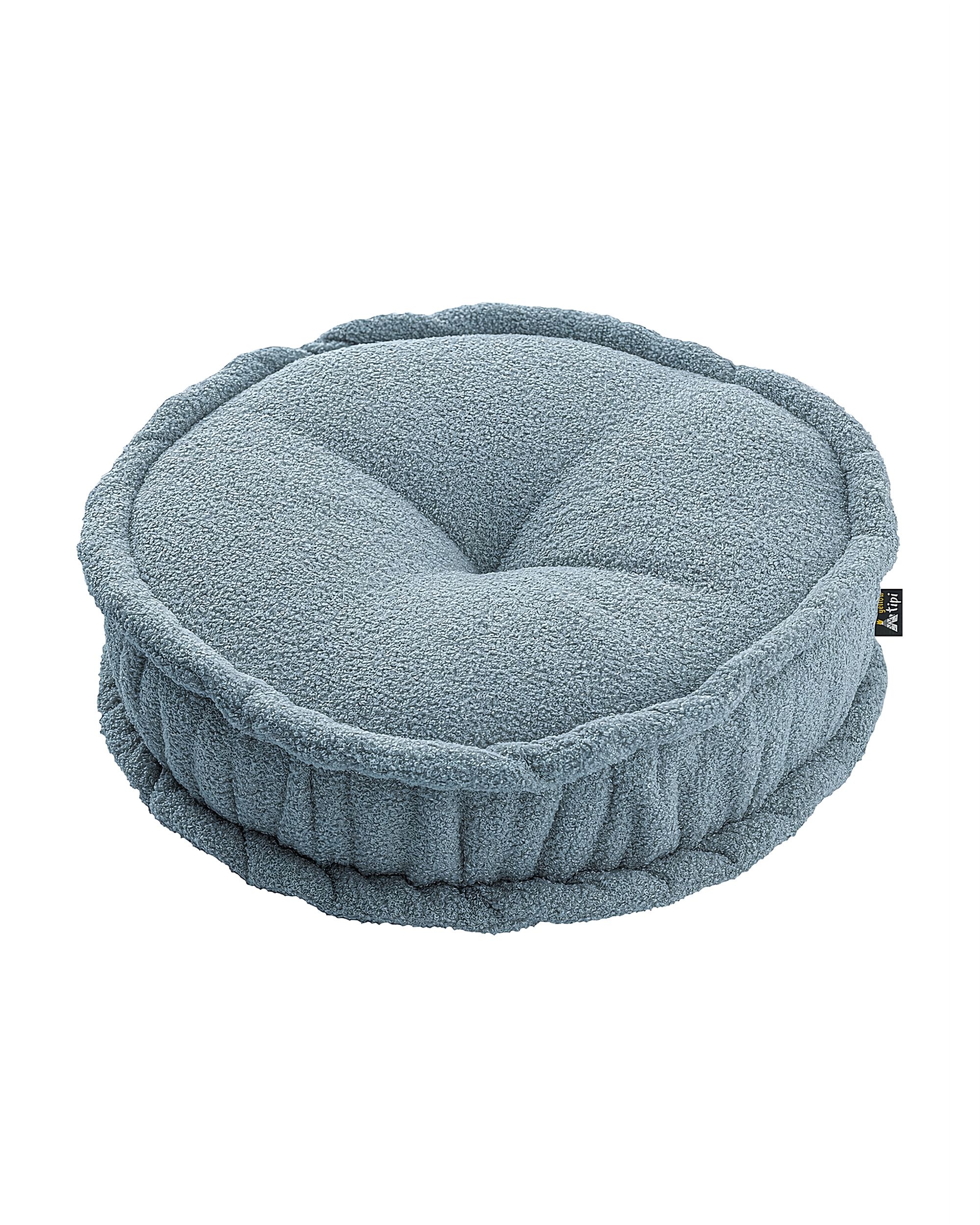 French pouf colour blue fabric structured