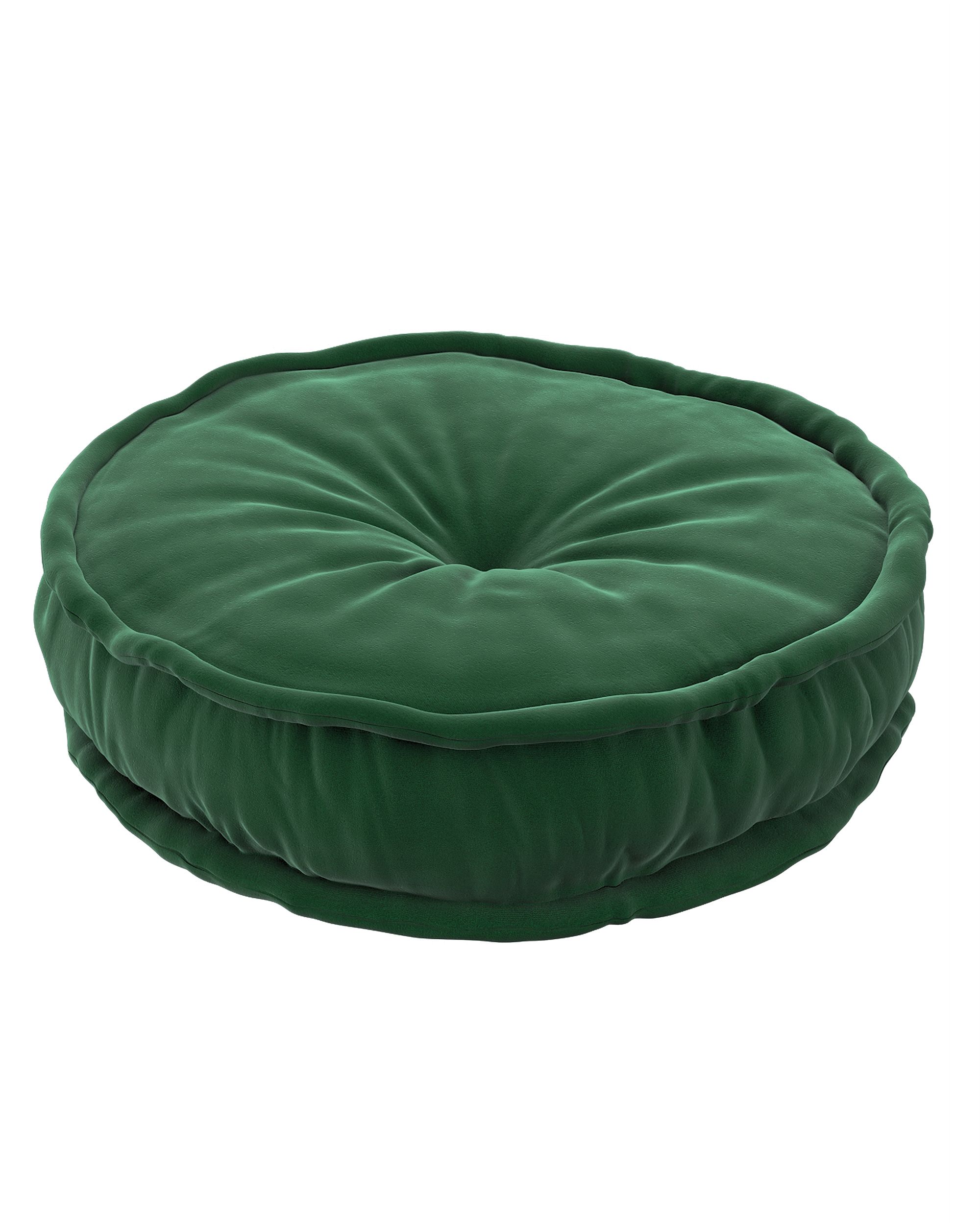 French pouf colour green fabric gloss, velvet