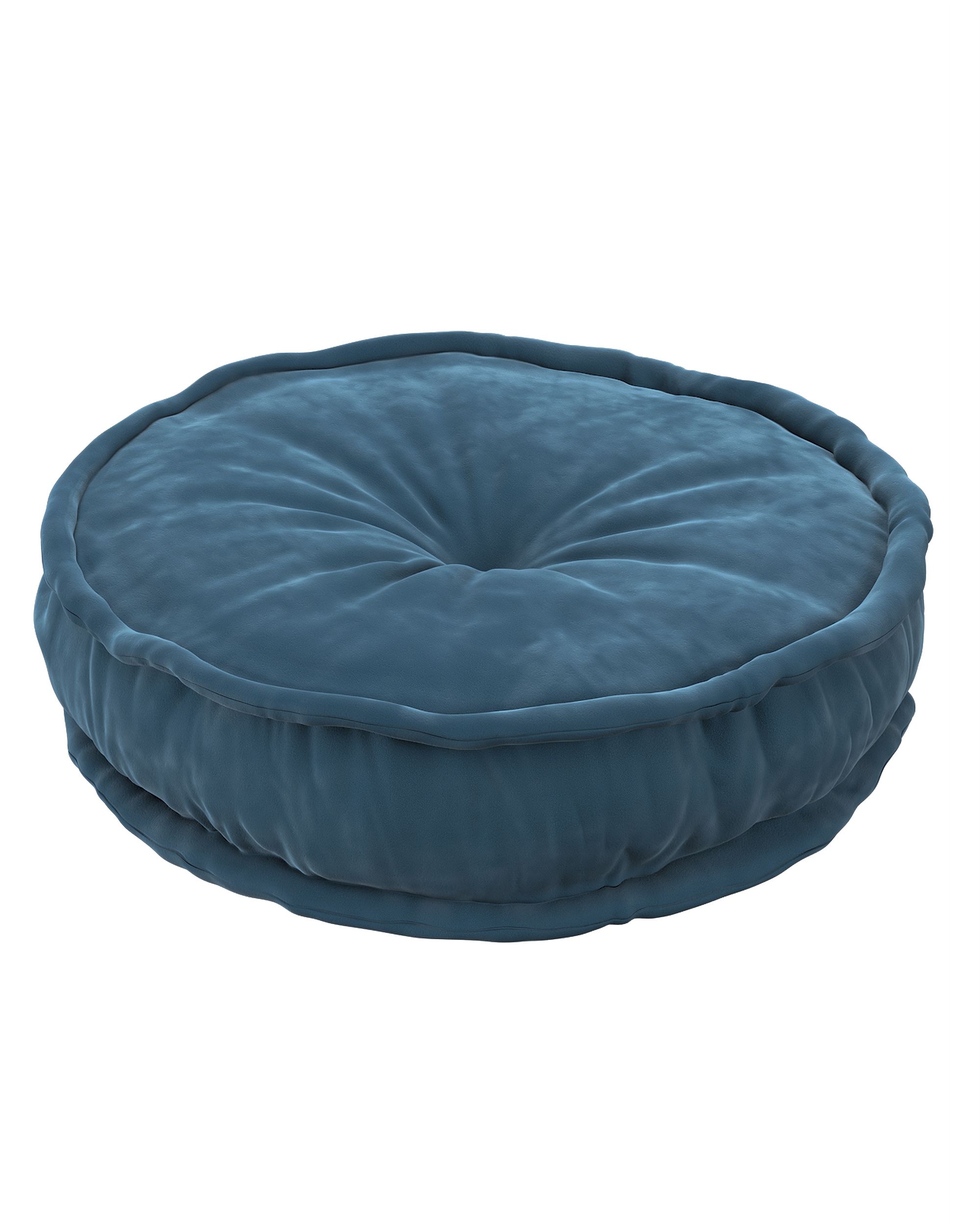 French pouf colour blue fabric gloss, velvet