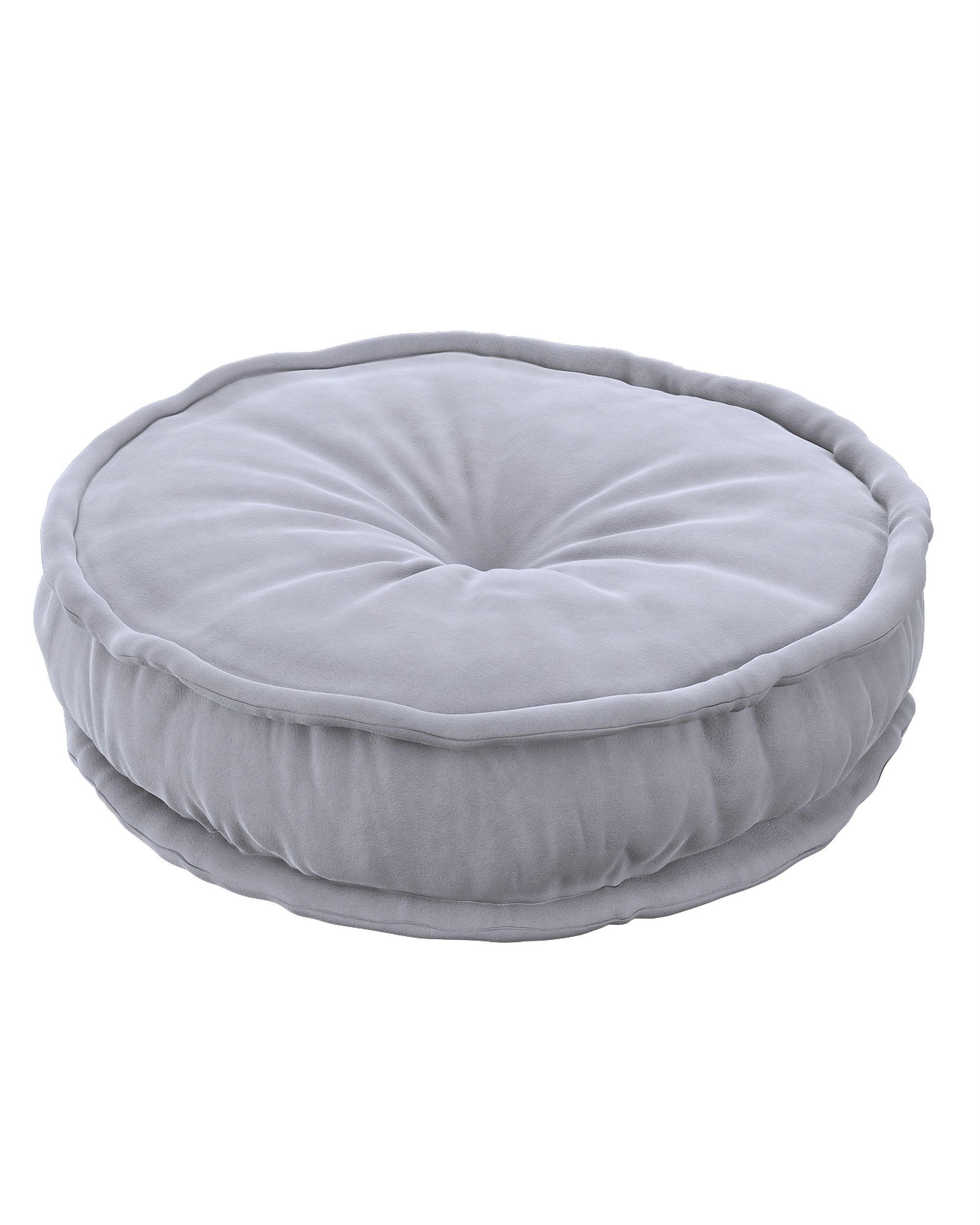 French pouf colour grey fabric gloss, velvet