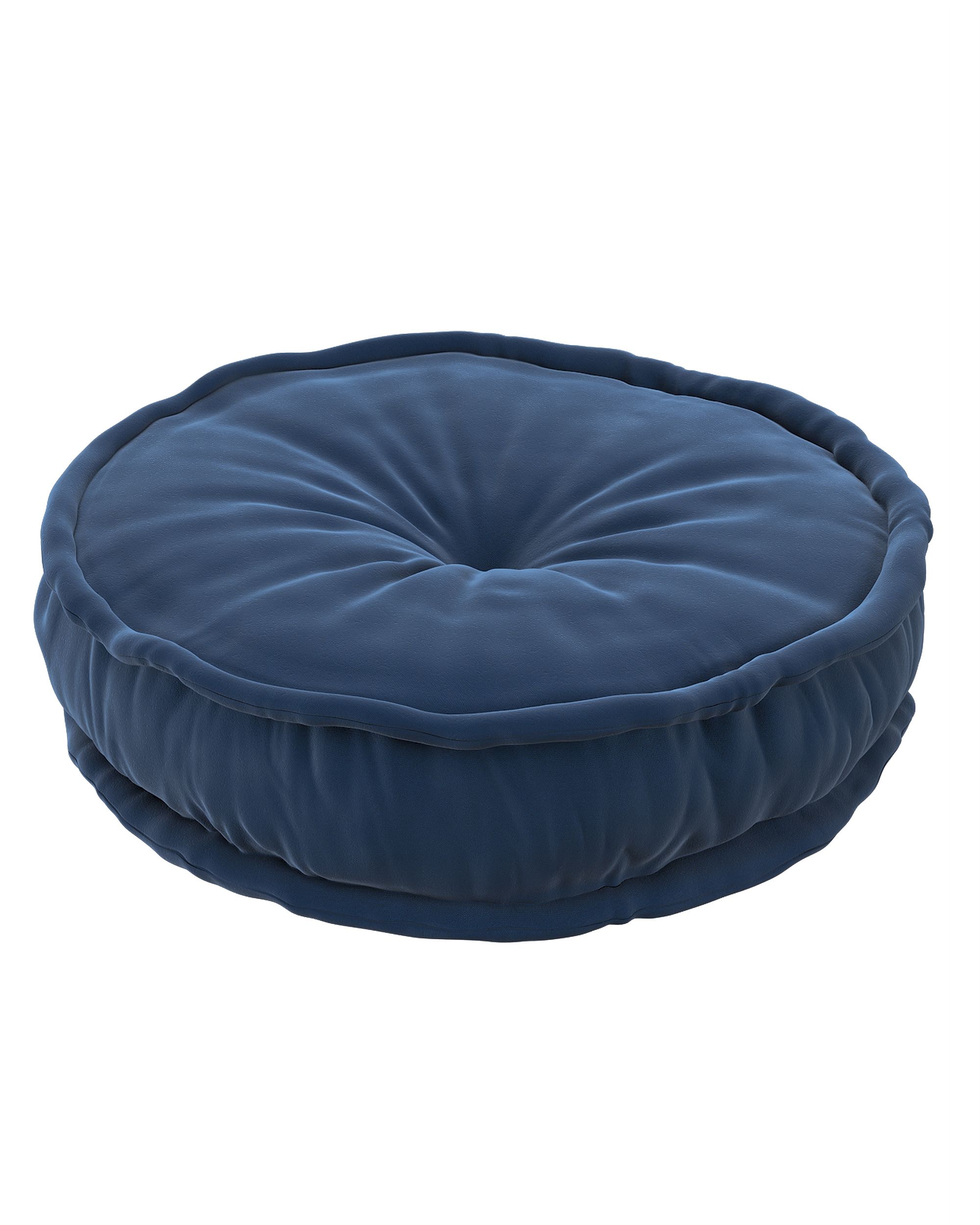 French pouf colour navy blue fabric gloss, velvet