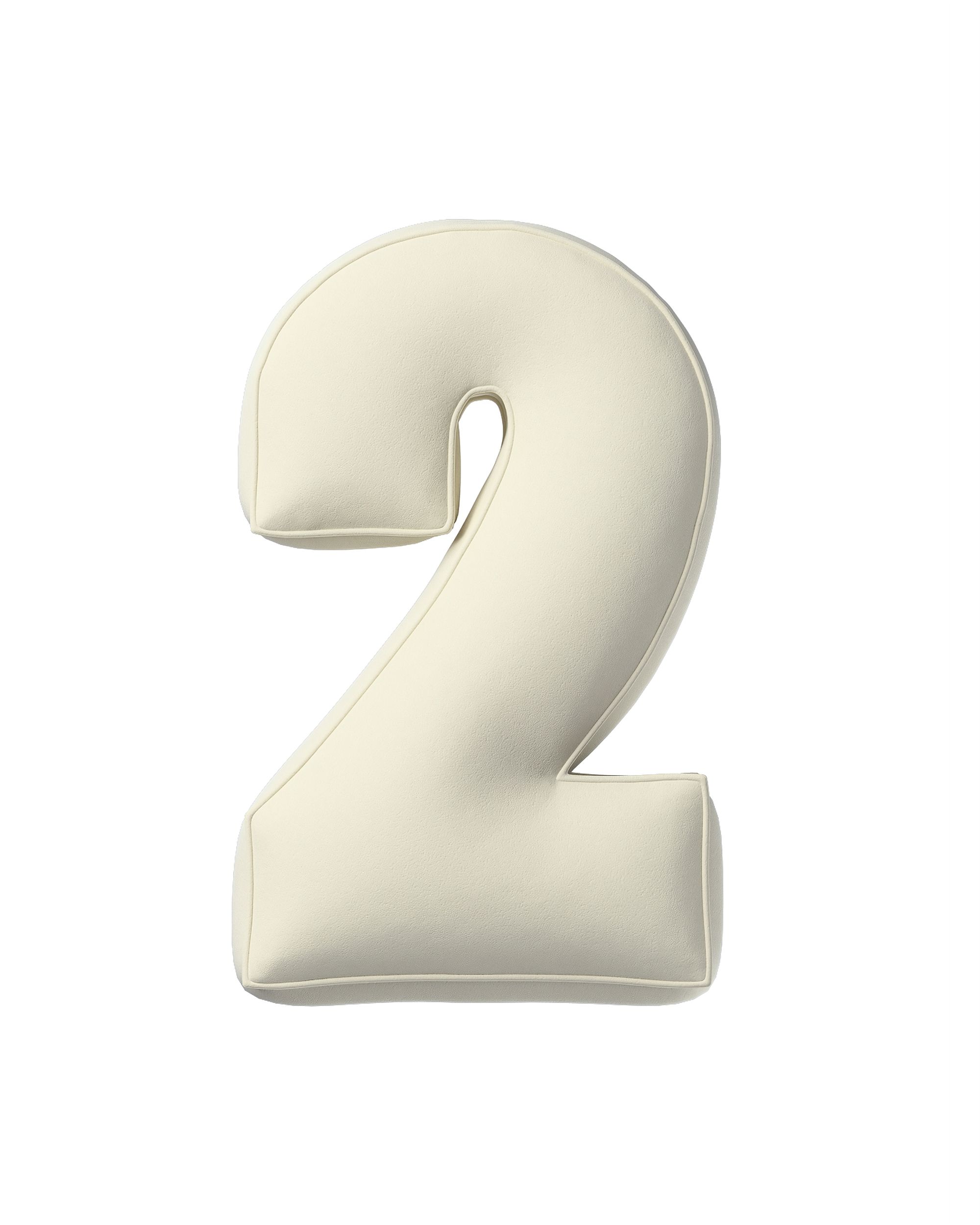Number pillow 2 colour cream fabric gloss, velvet