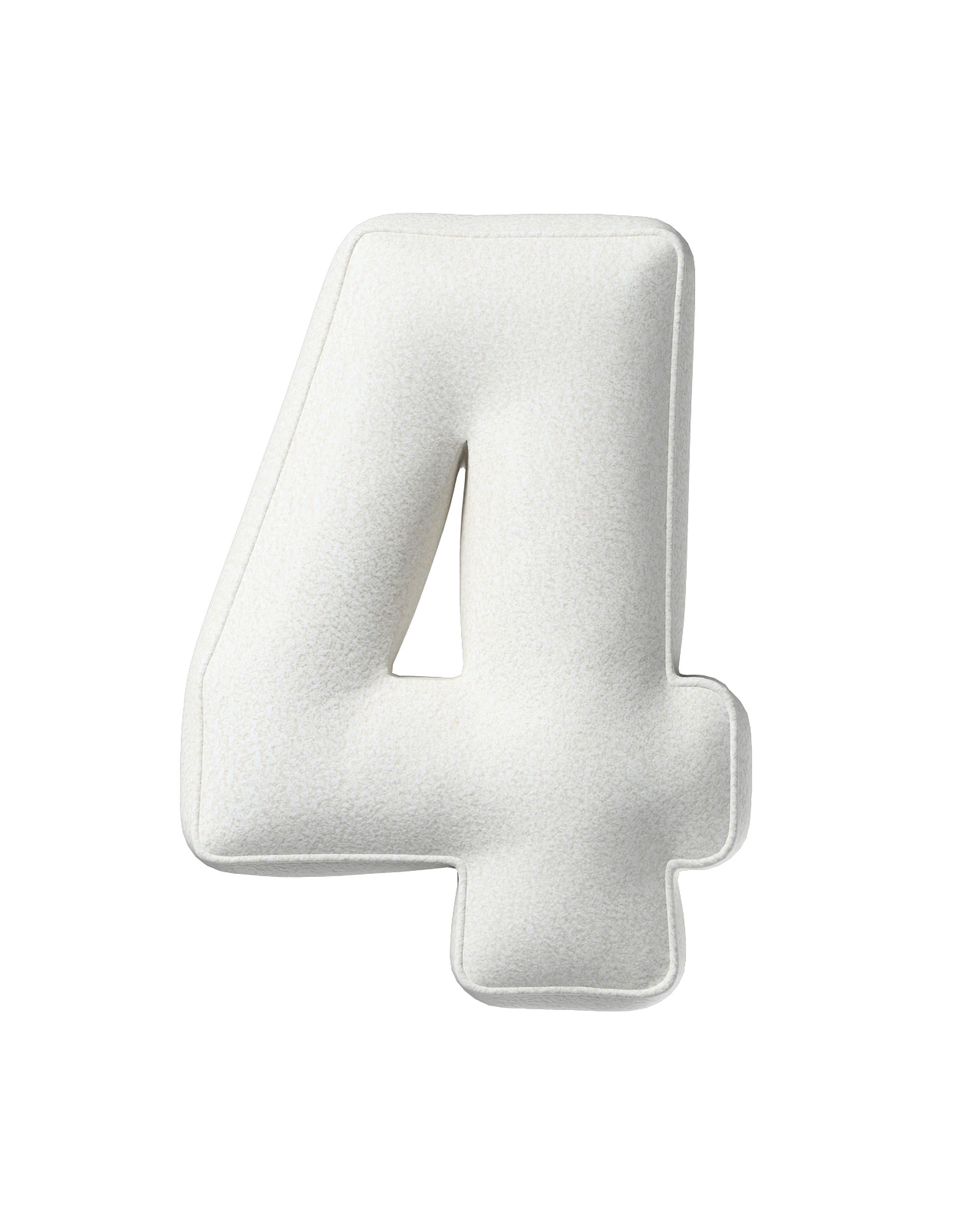 Number pillow 4 colour white fabric structured