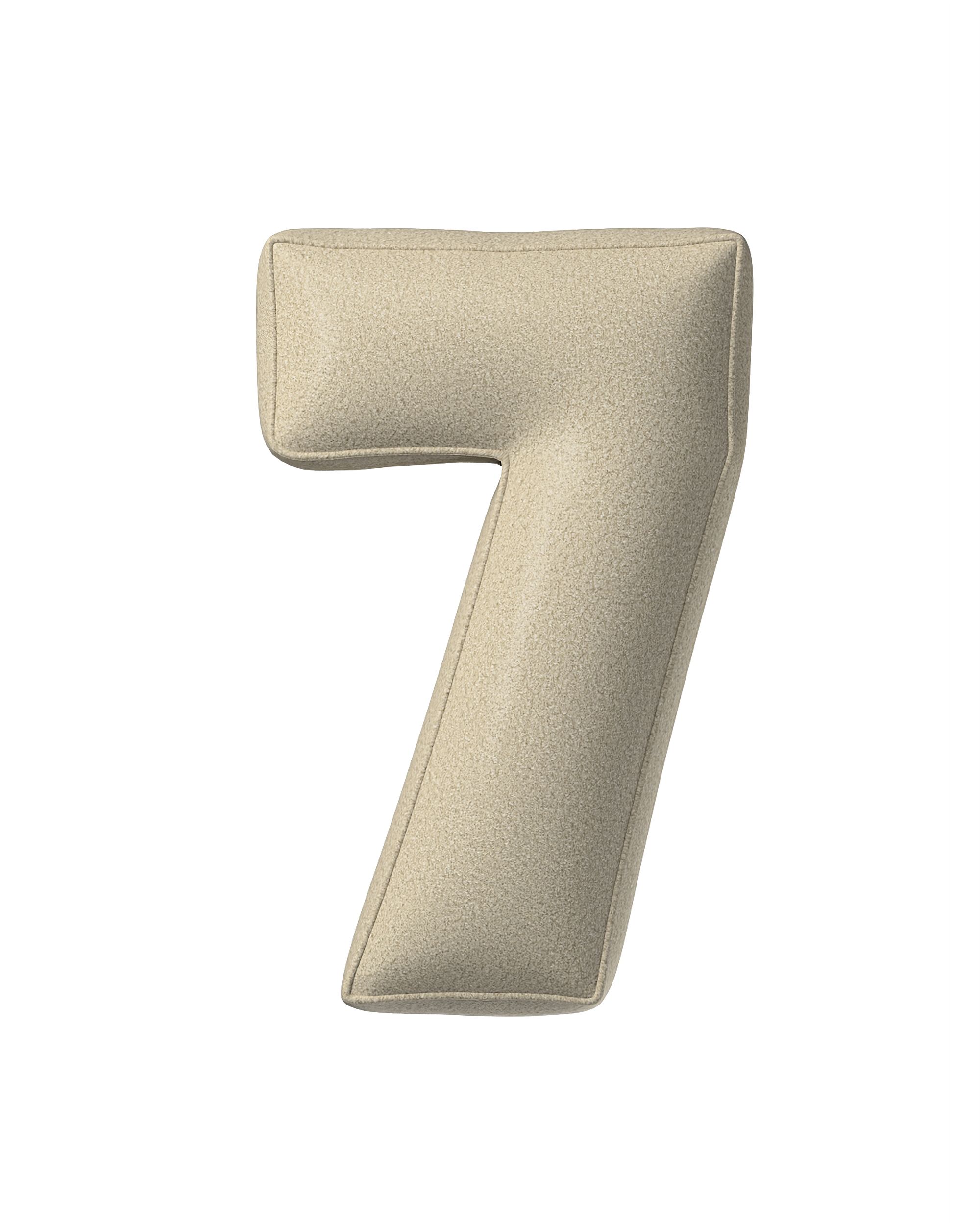 Number pillow 7 colour beige fabric structured