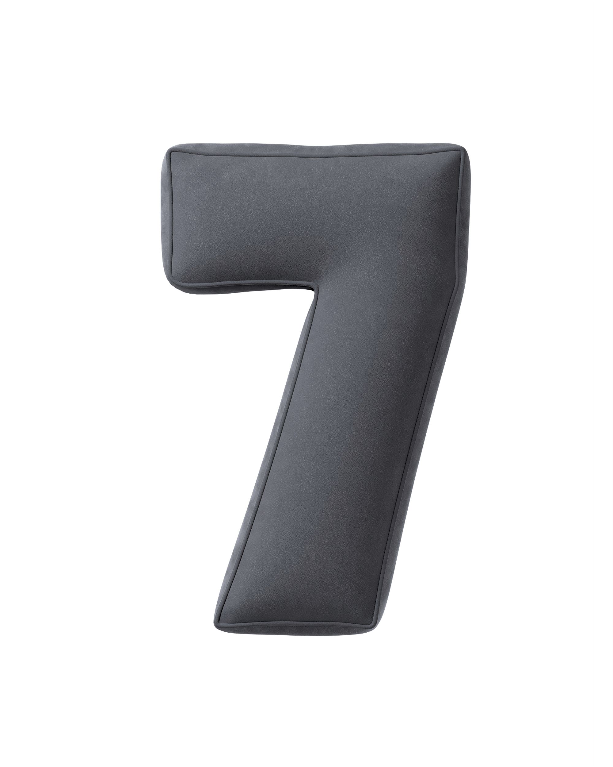 Number pillow 7 colour grey fabric gloss, velvet