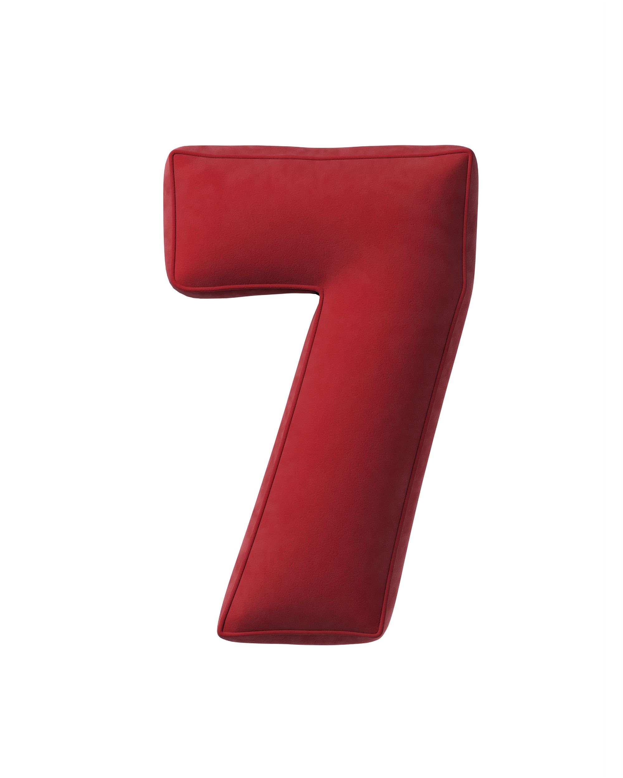 Number pillow 7 colour red fabric gloss, velvet