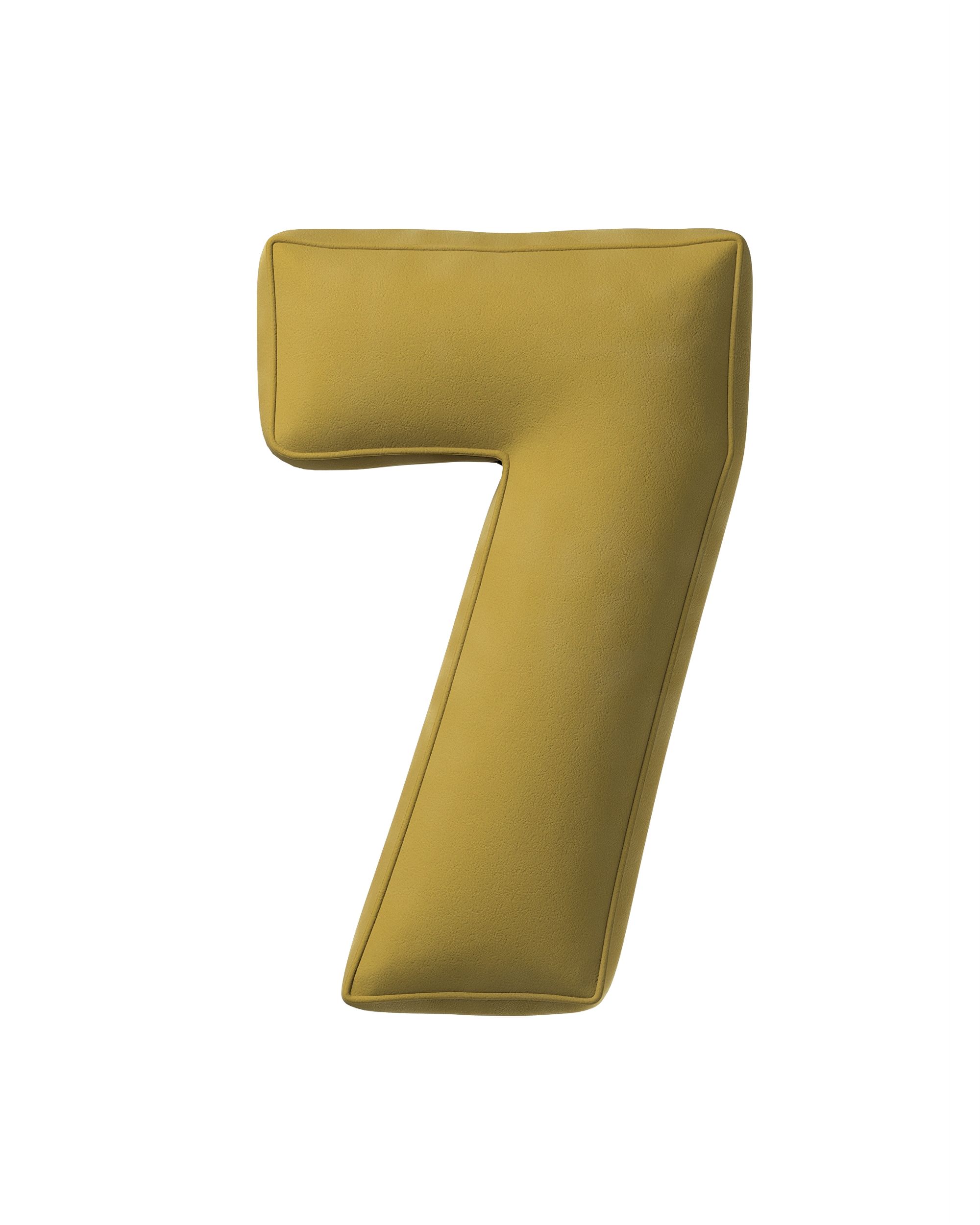 Number pillow 7 colour green fabric gloss, velvet