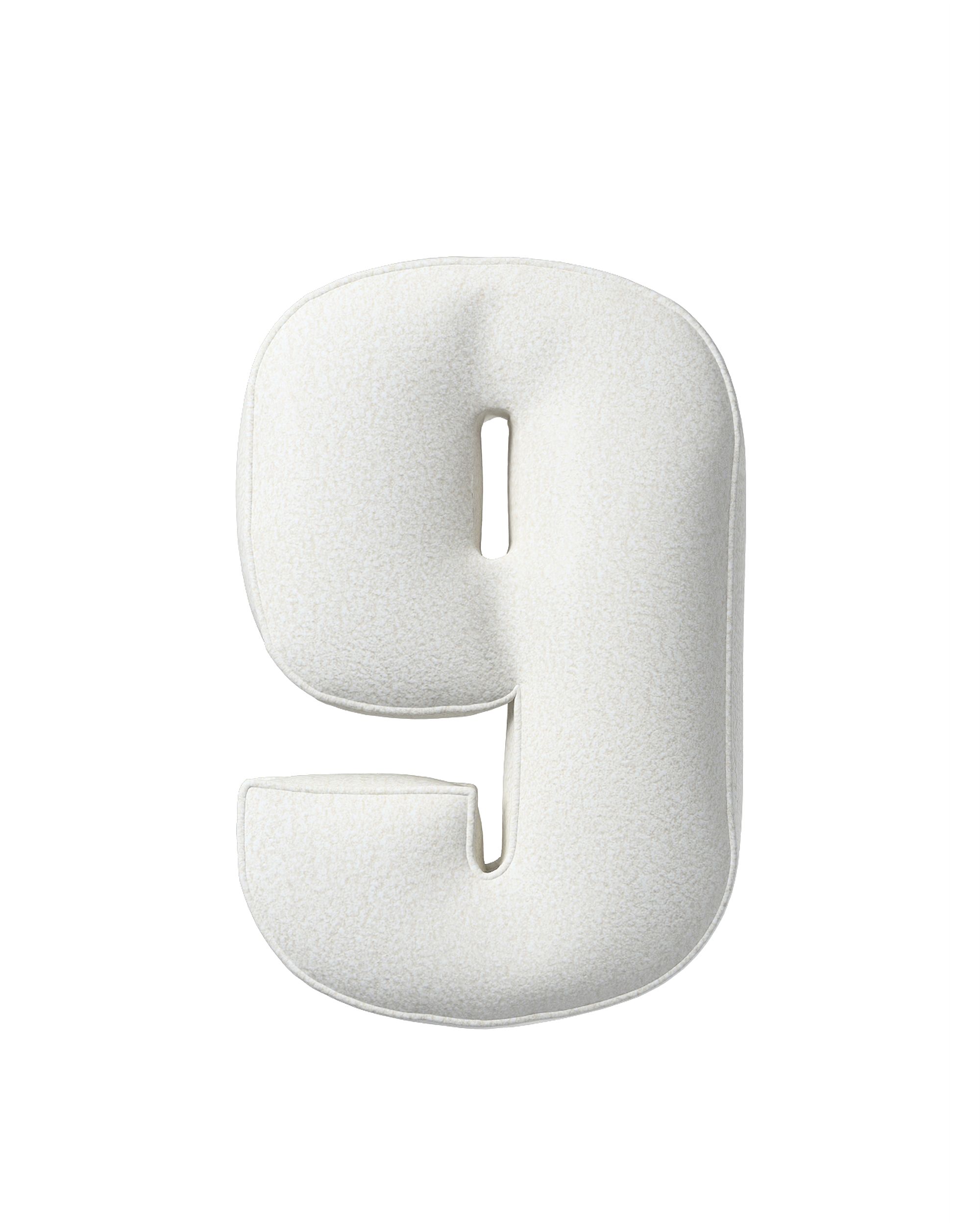 Number pillow 9 colour white fabric structured