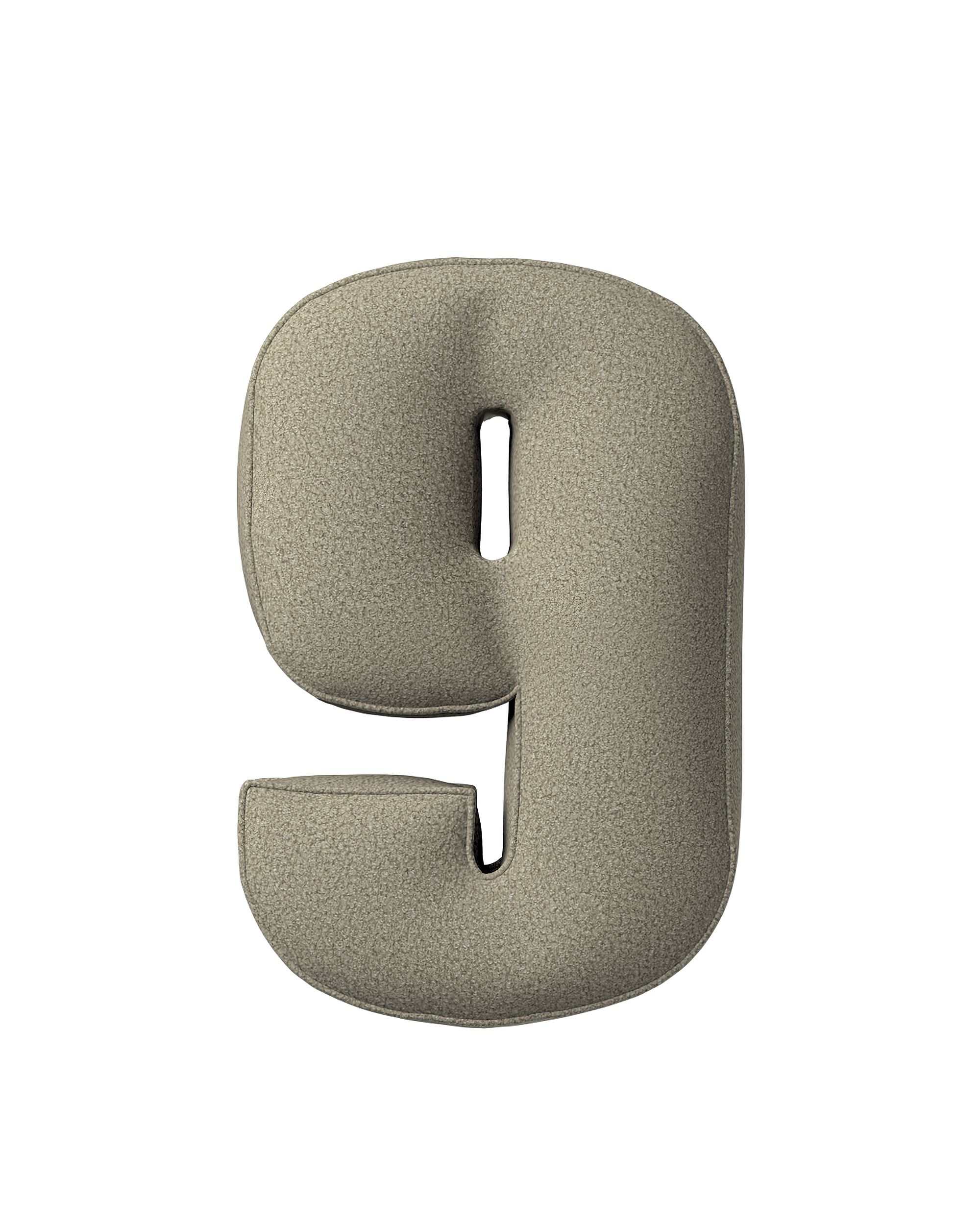Number pillow 9 colour beige fabric structured