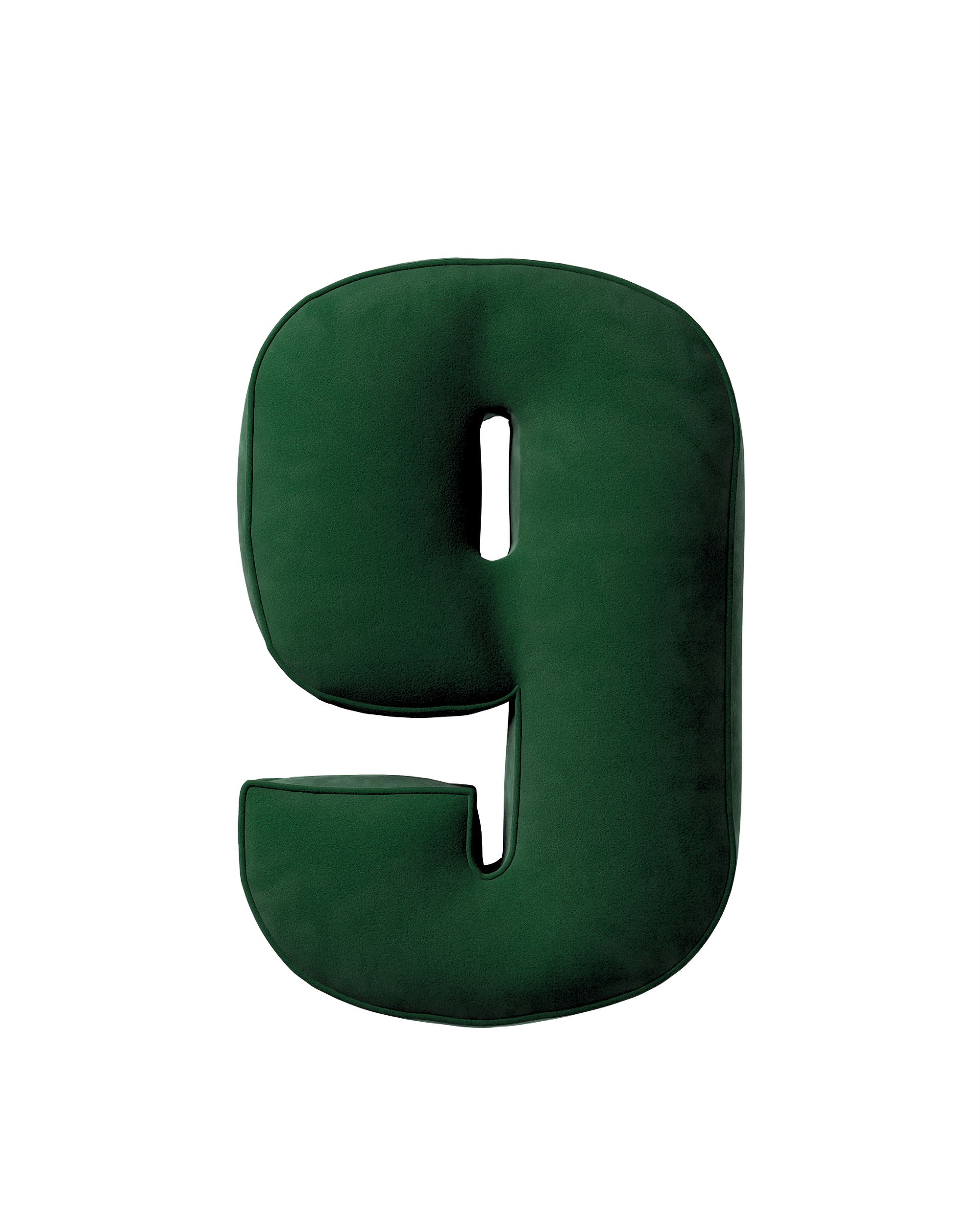 Number pillow 9 colour green fabric gloss, velvet