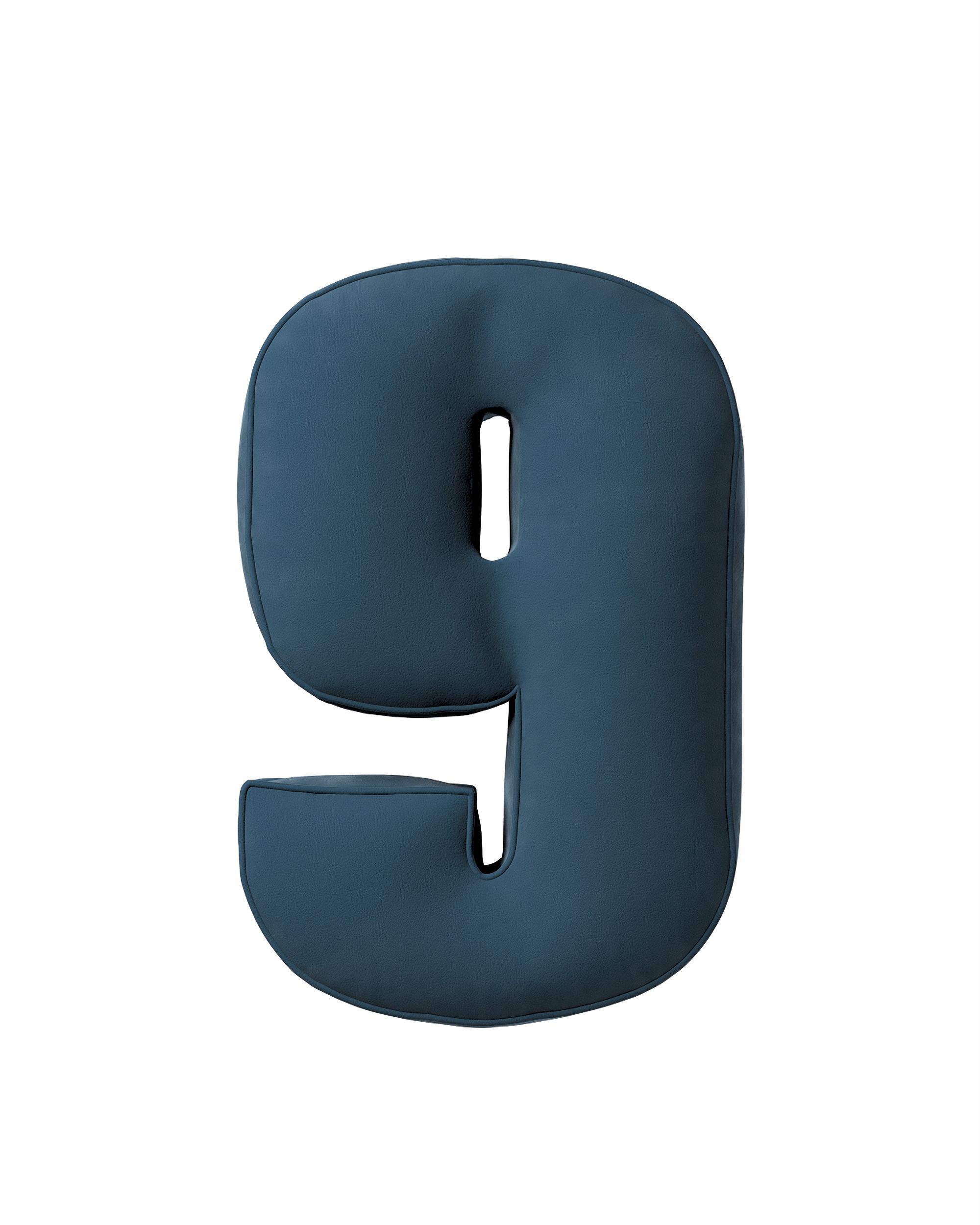Number pillow 9 colour blue fabric gloss, velvet