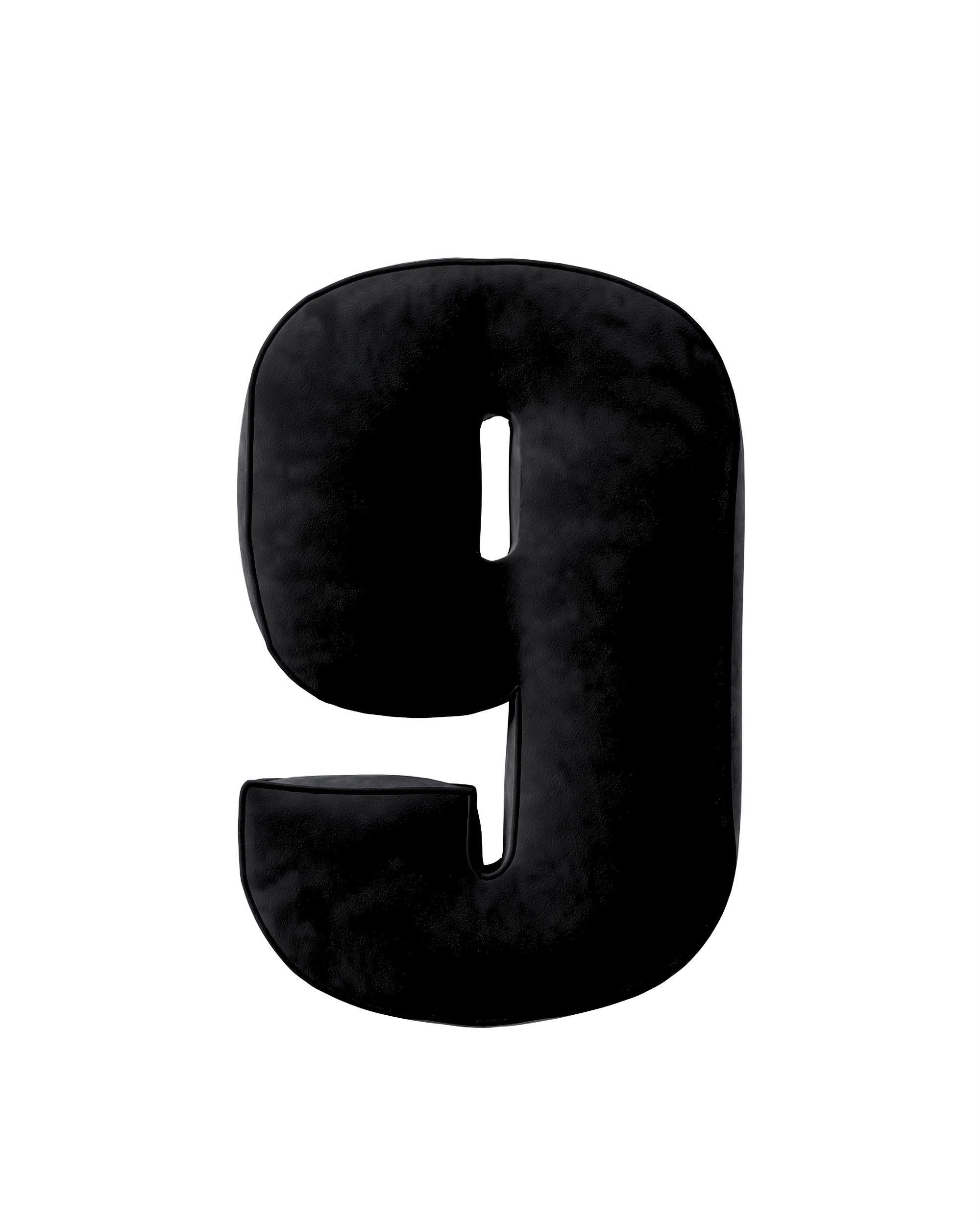 Number pillow 9 colour black fabric gloss, velvet
