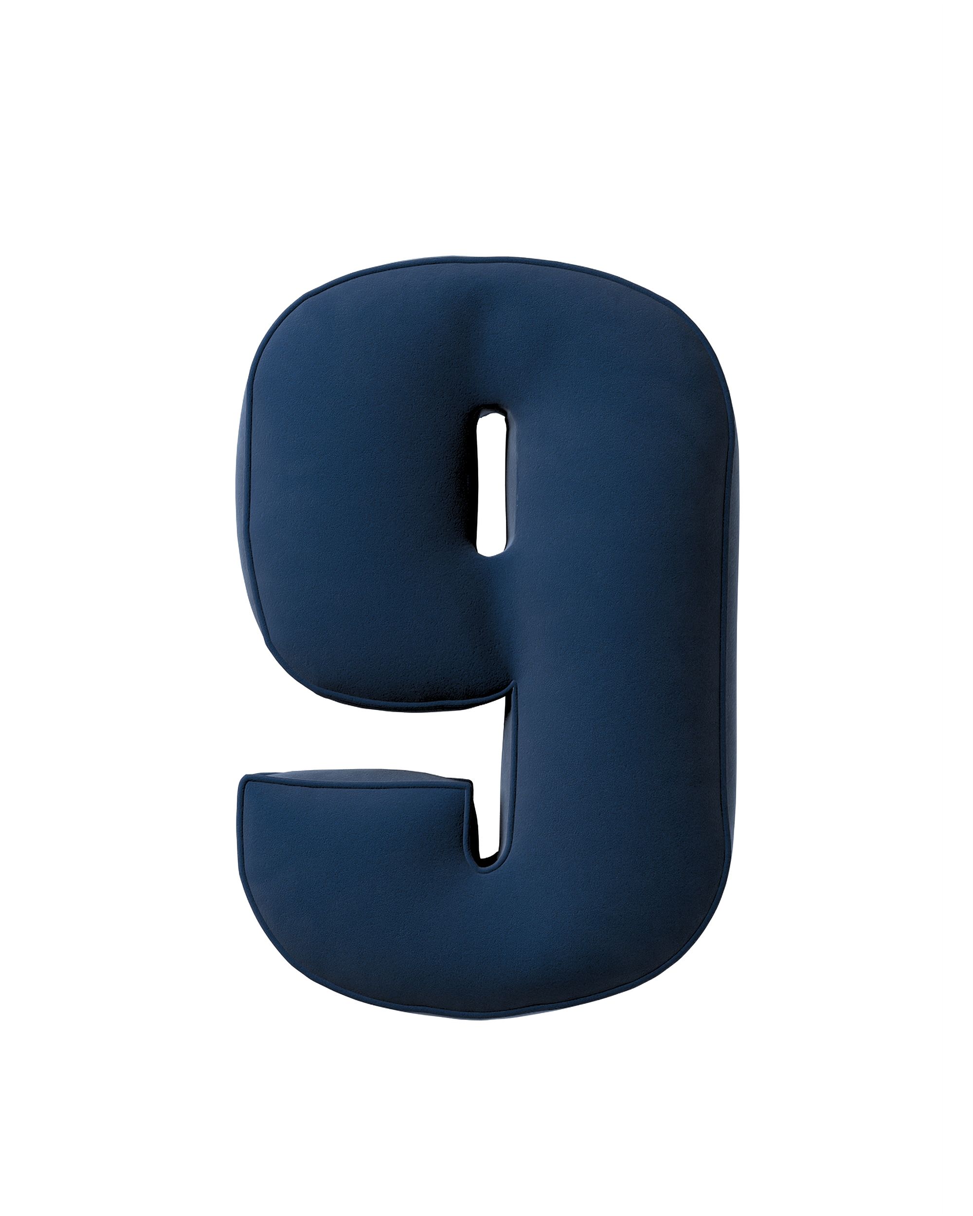 Number pillow 9 colour navy blue fabric gloss, velvet