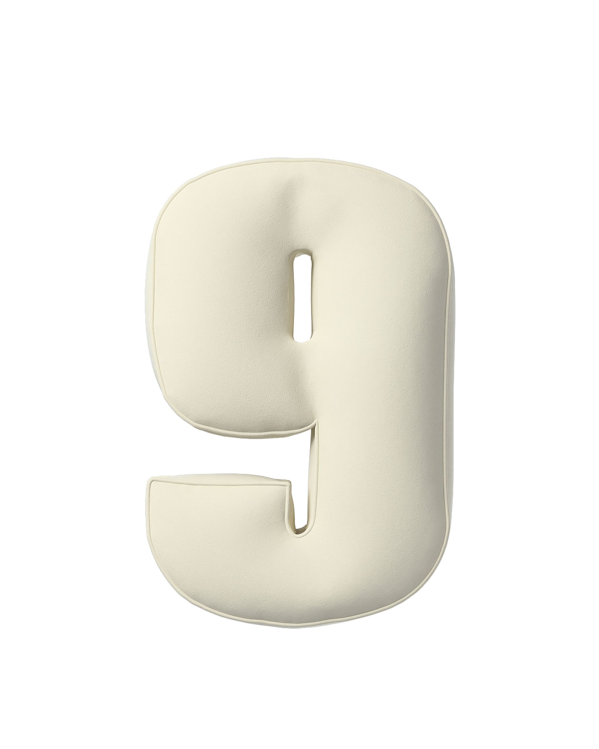 Number pillow 9 colour cream fabric gloss, velvet
