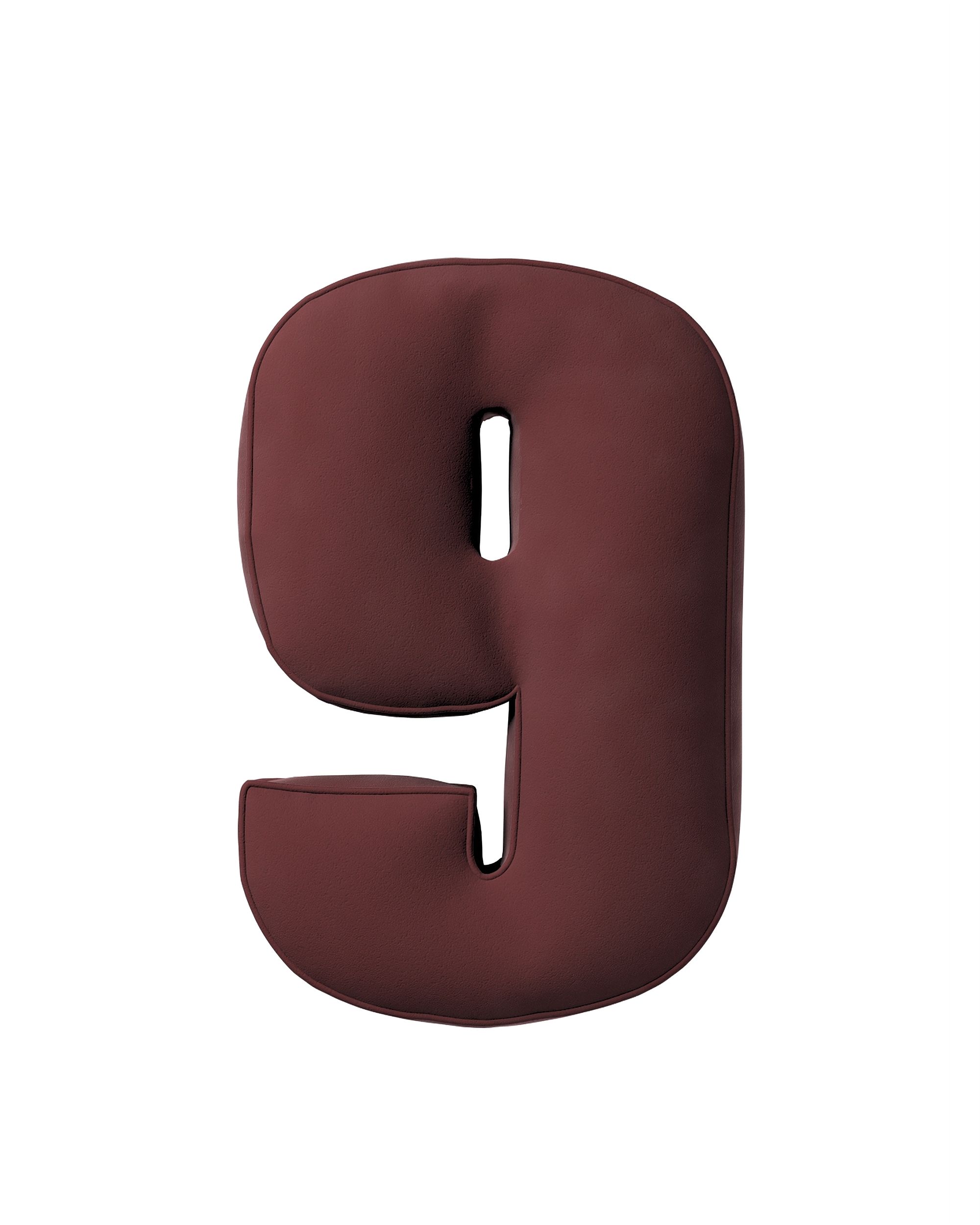 Number pillow 9 colour red fabric gloss, velvet