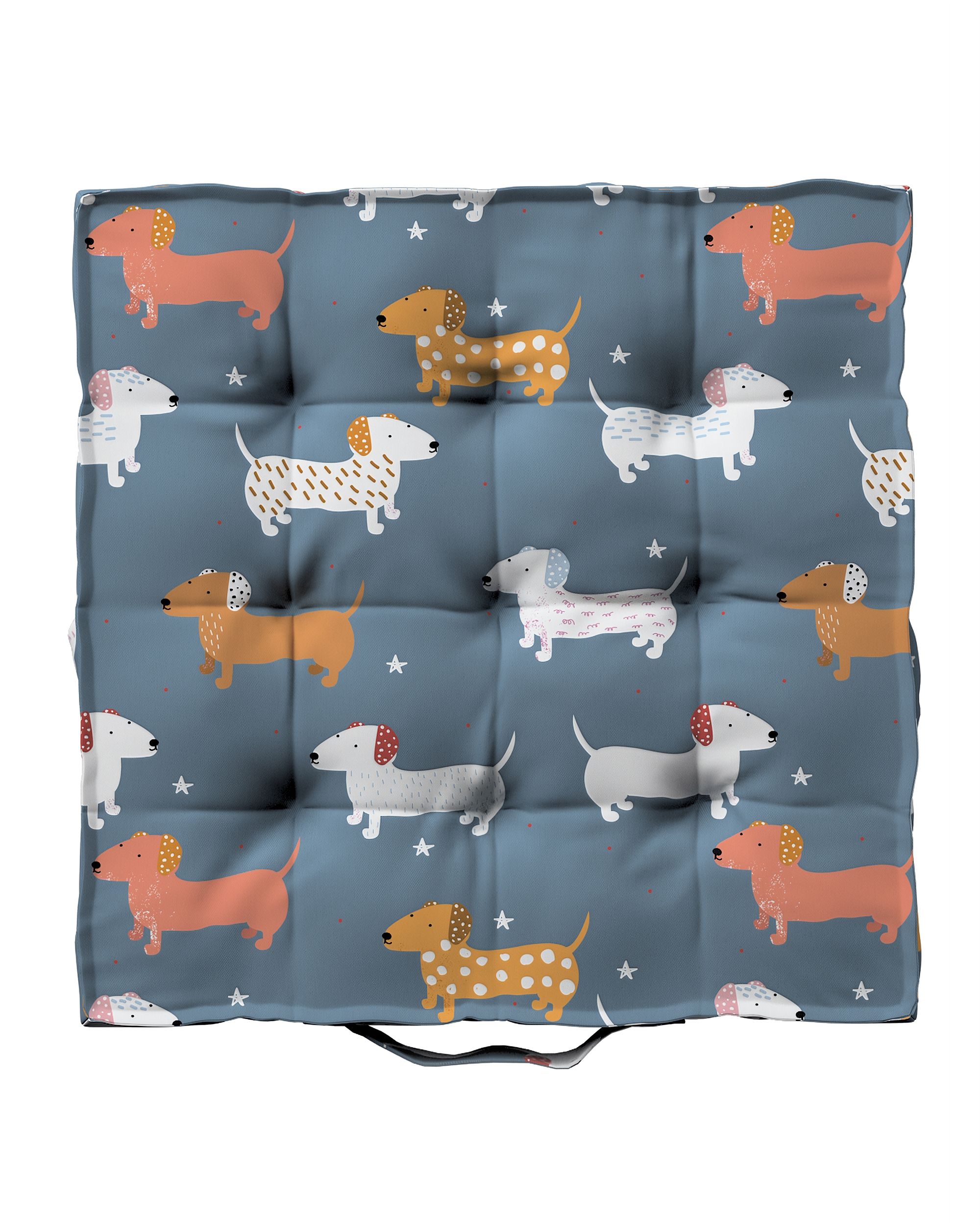 Tomi seat pad colour blue fabric patterned