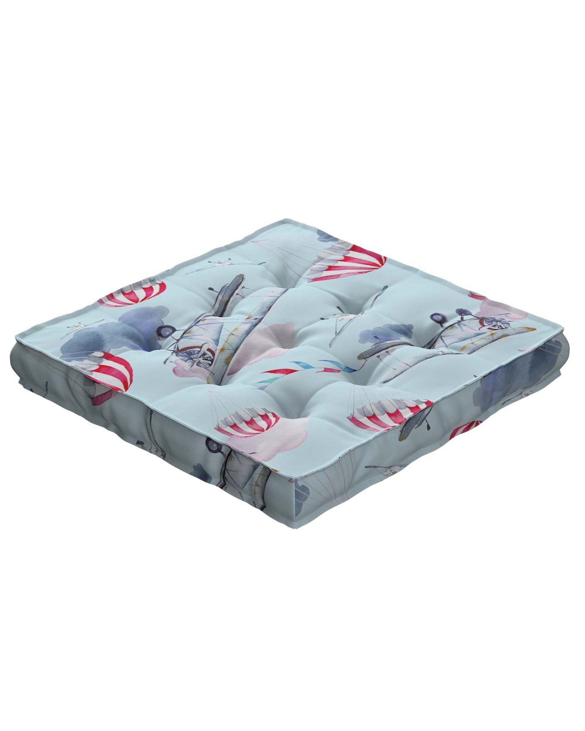 Tomi seat pad colour blue fabric patterned