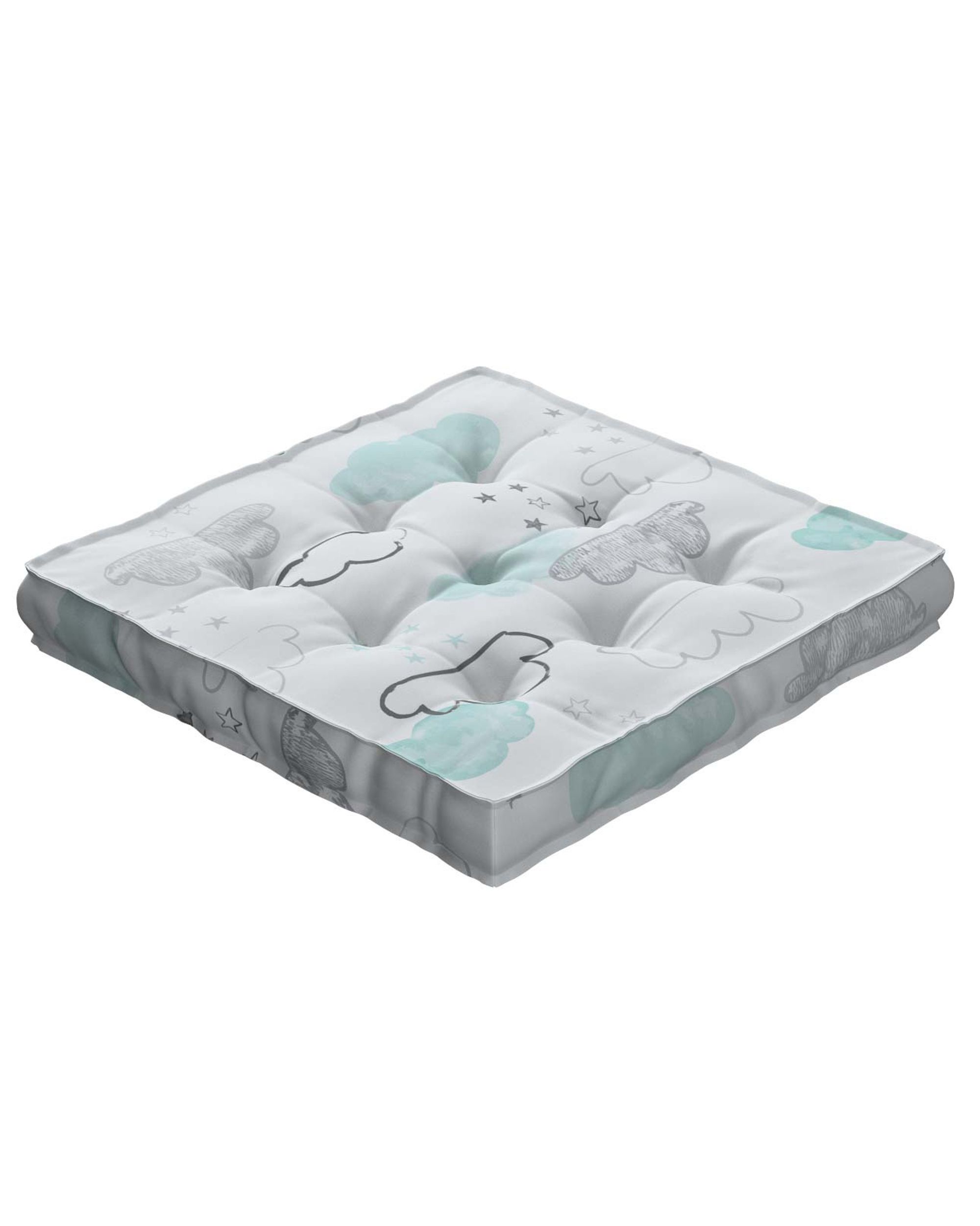 Tomi seat pad colour white fabric patterned