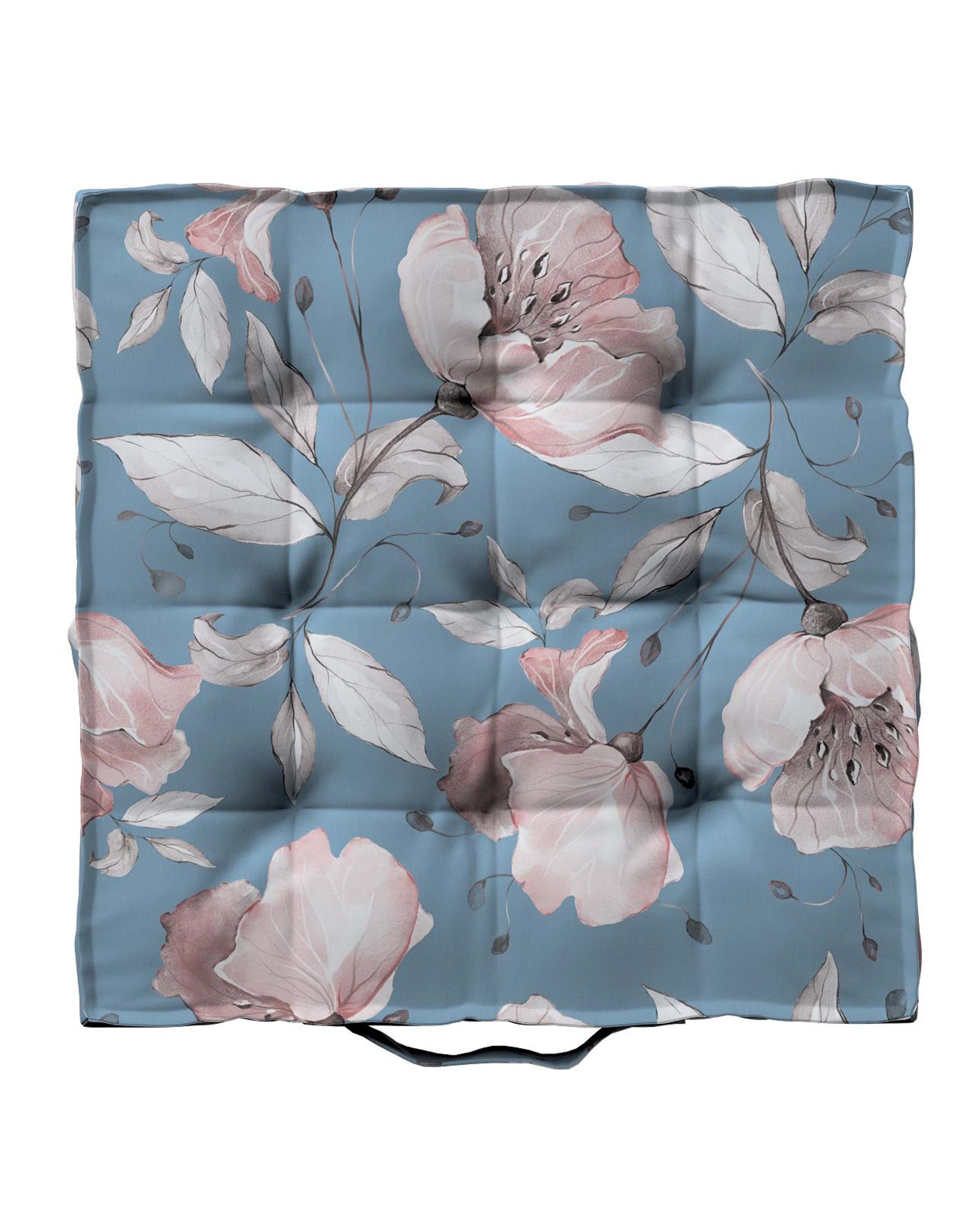 Tomi seat pad colour blue fabric patterned (hover)