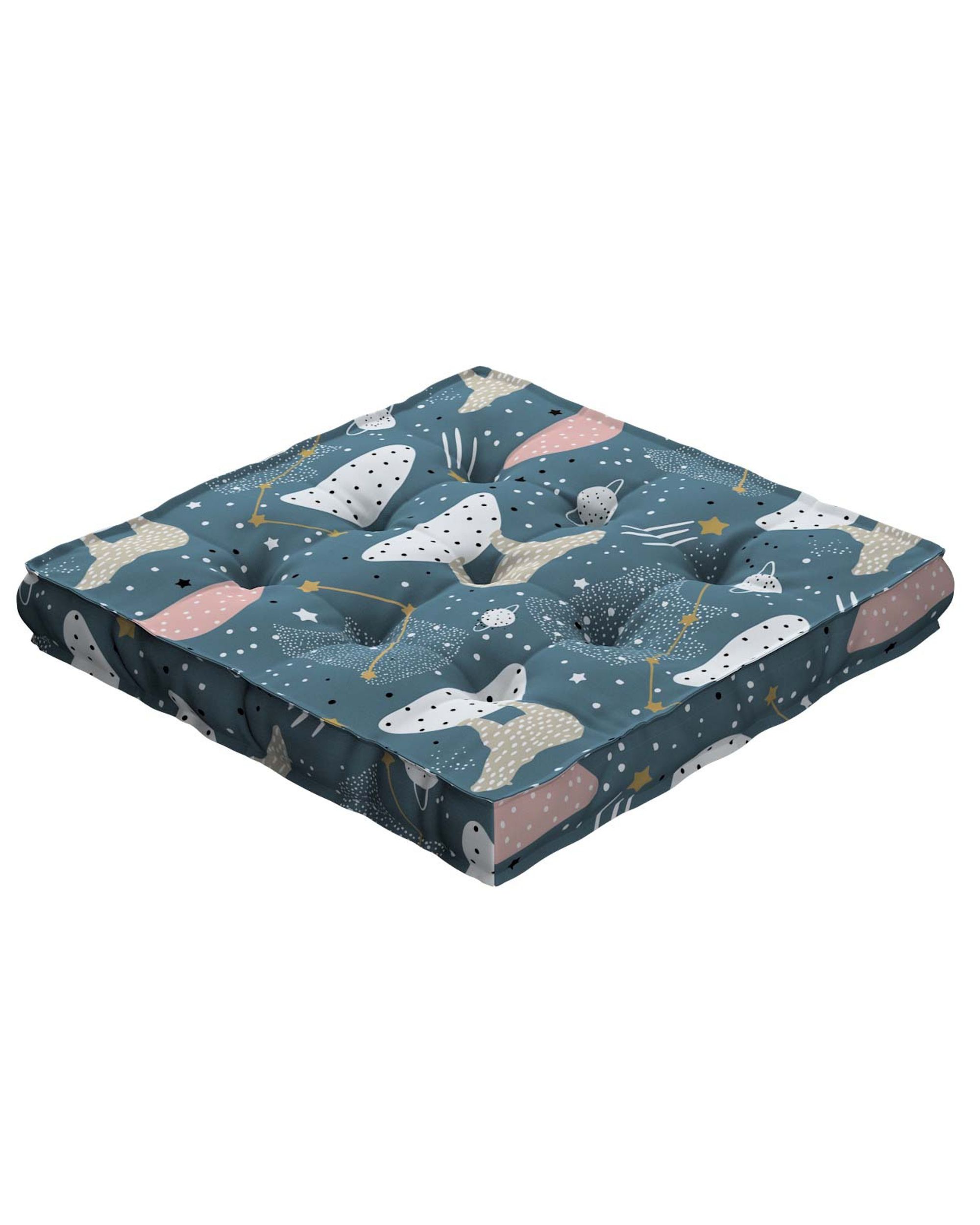 Tomi seat pad colour blue fabric patterned