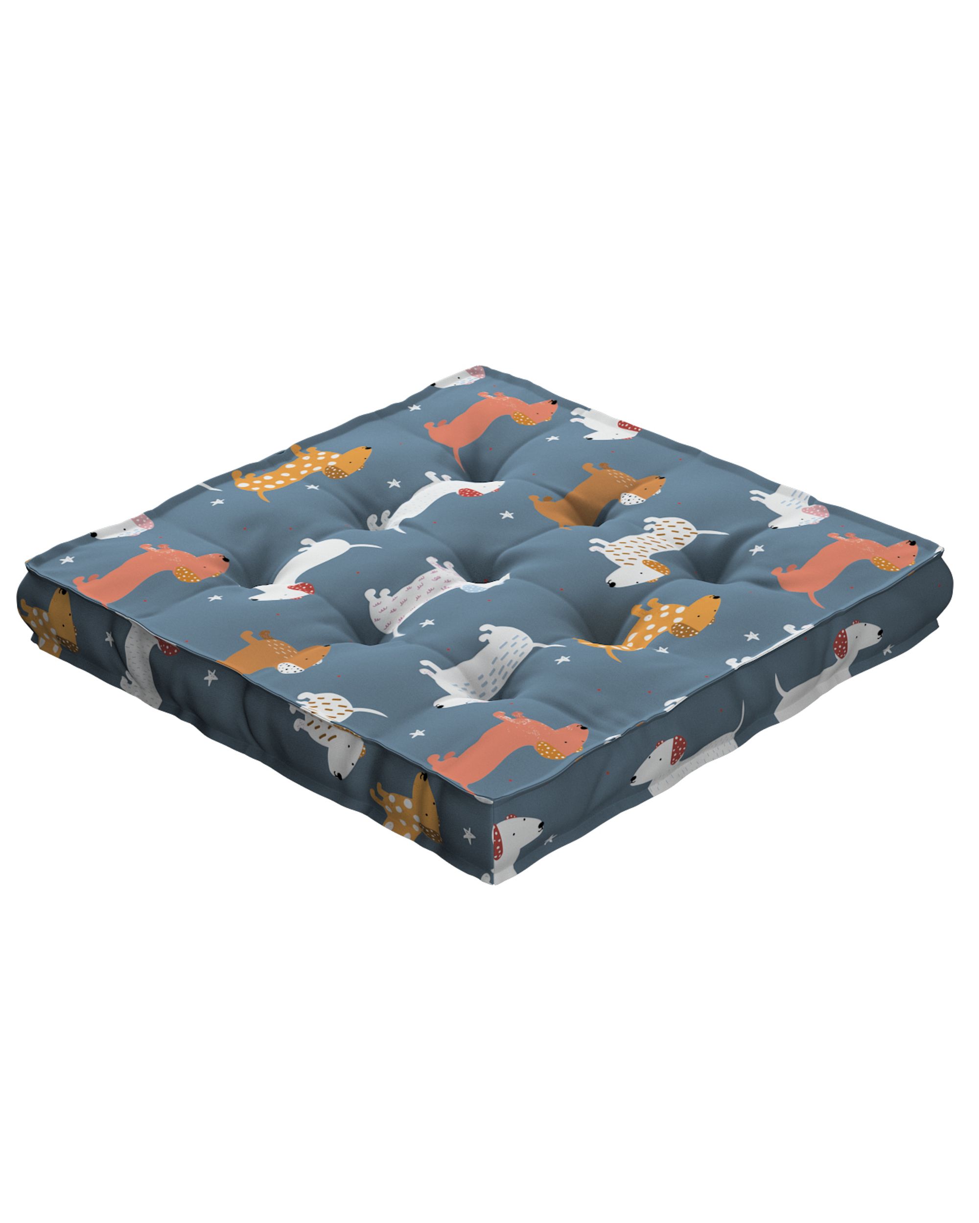 Tomi seat pad colour blue fabric patterned (hover)