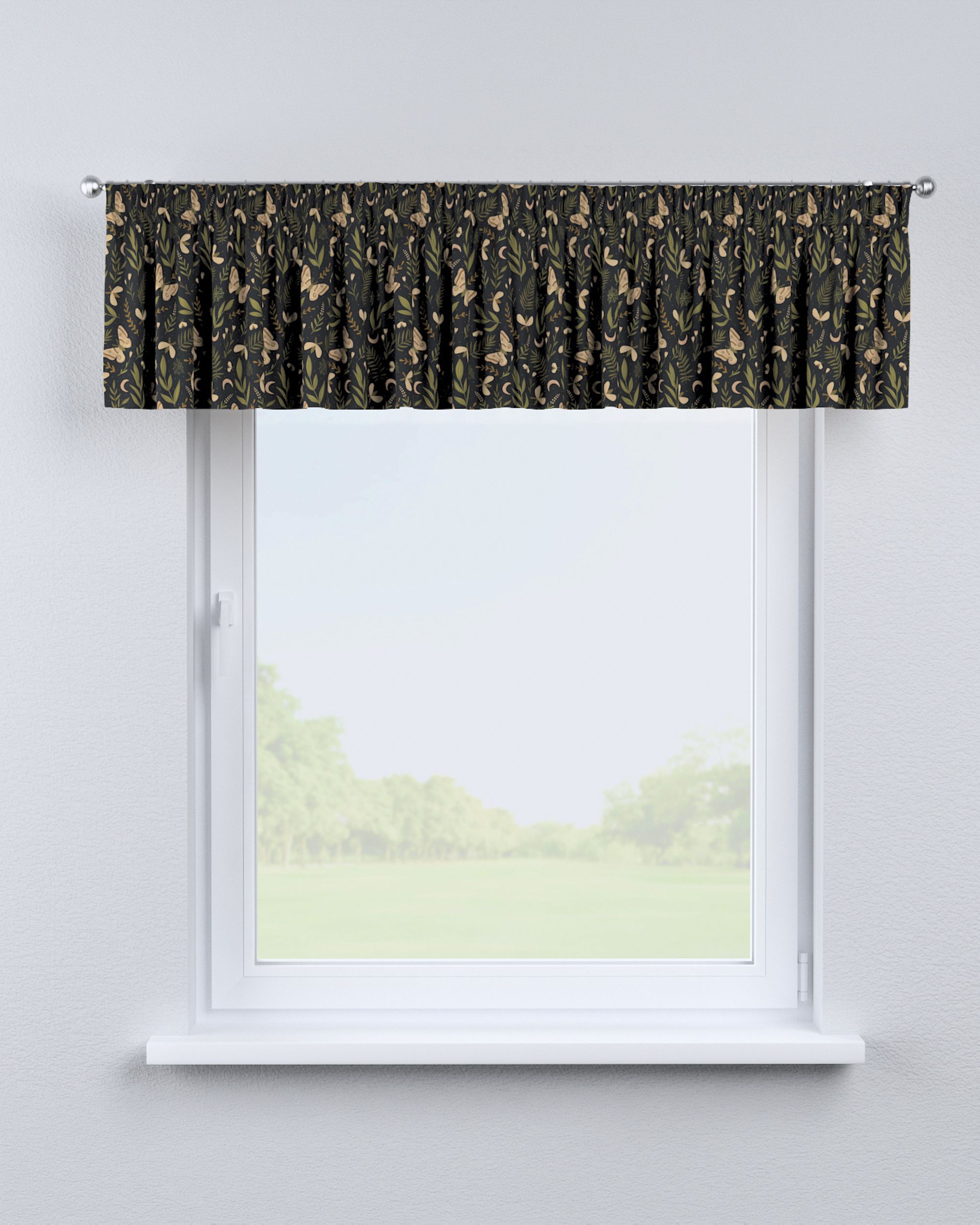 Lambrequin with gathering tape colour black fabric patterned (hover)