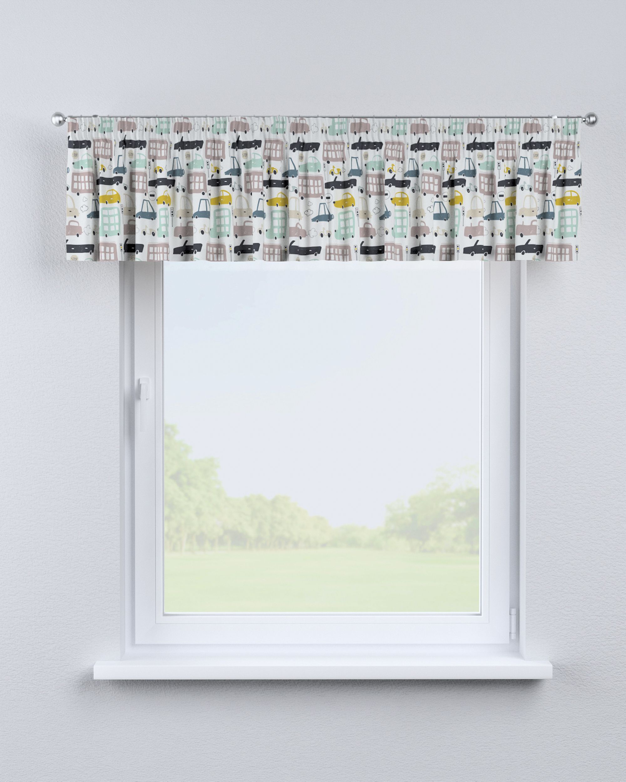 Lambrequin with gathering tape colour beige fabric patterned (hover)