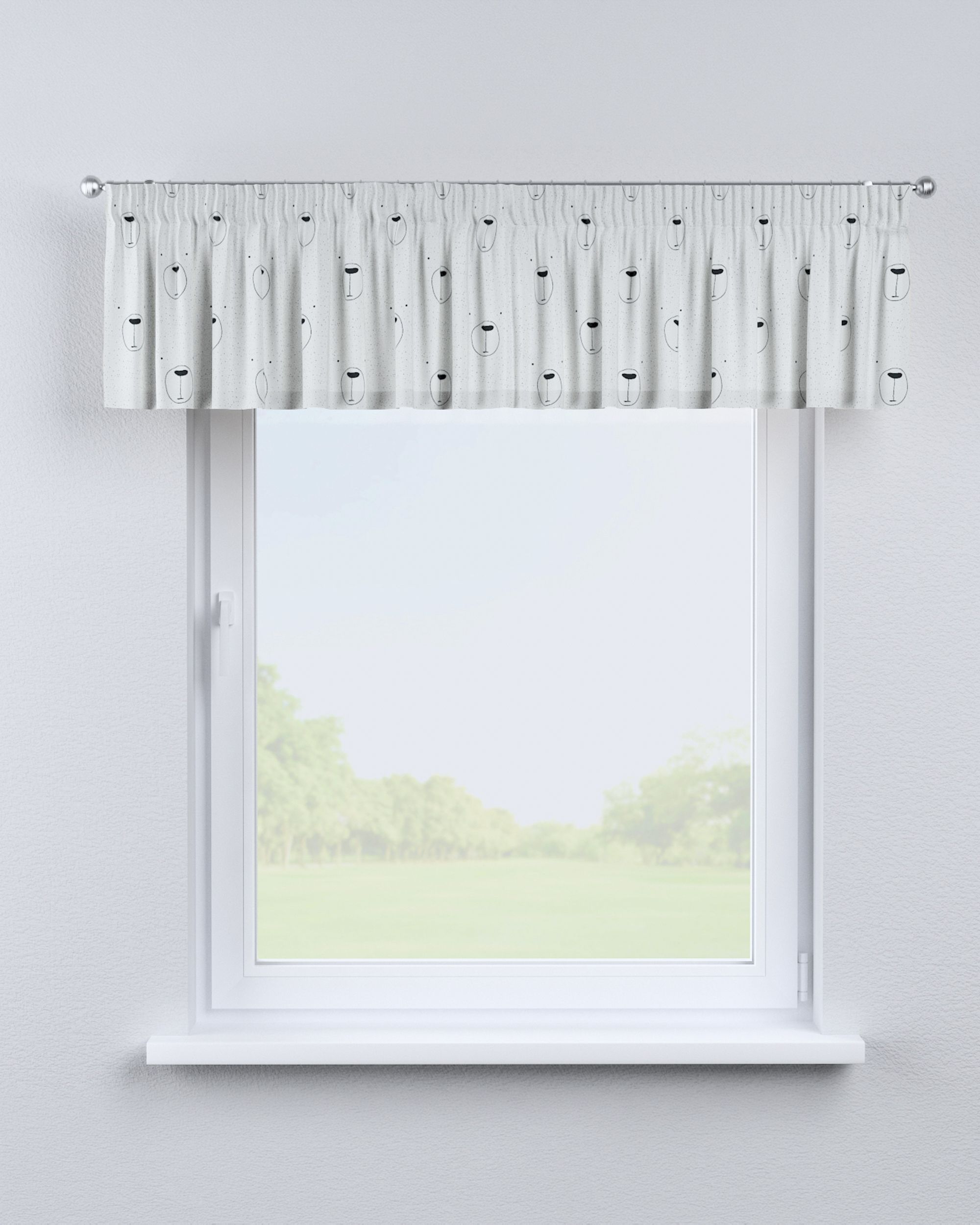 Lambrequin with gathering tape colour white fabric patterned (hover)