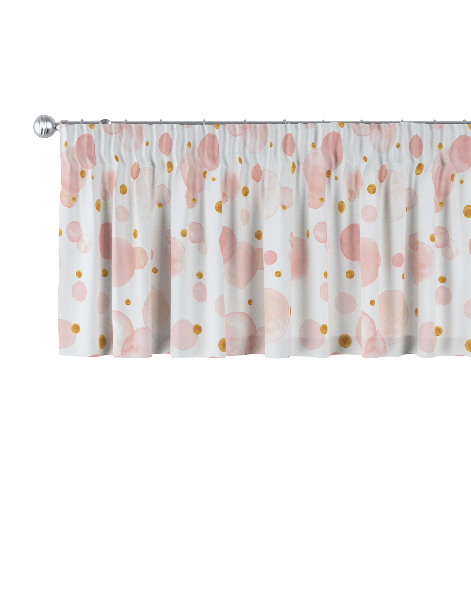 Lambrequin with gathering tape colour pink fabric patterned