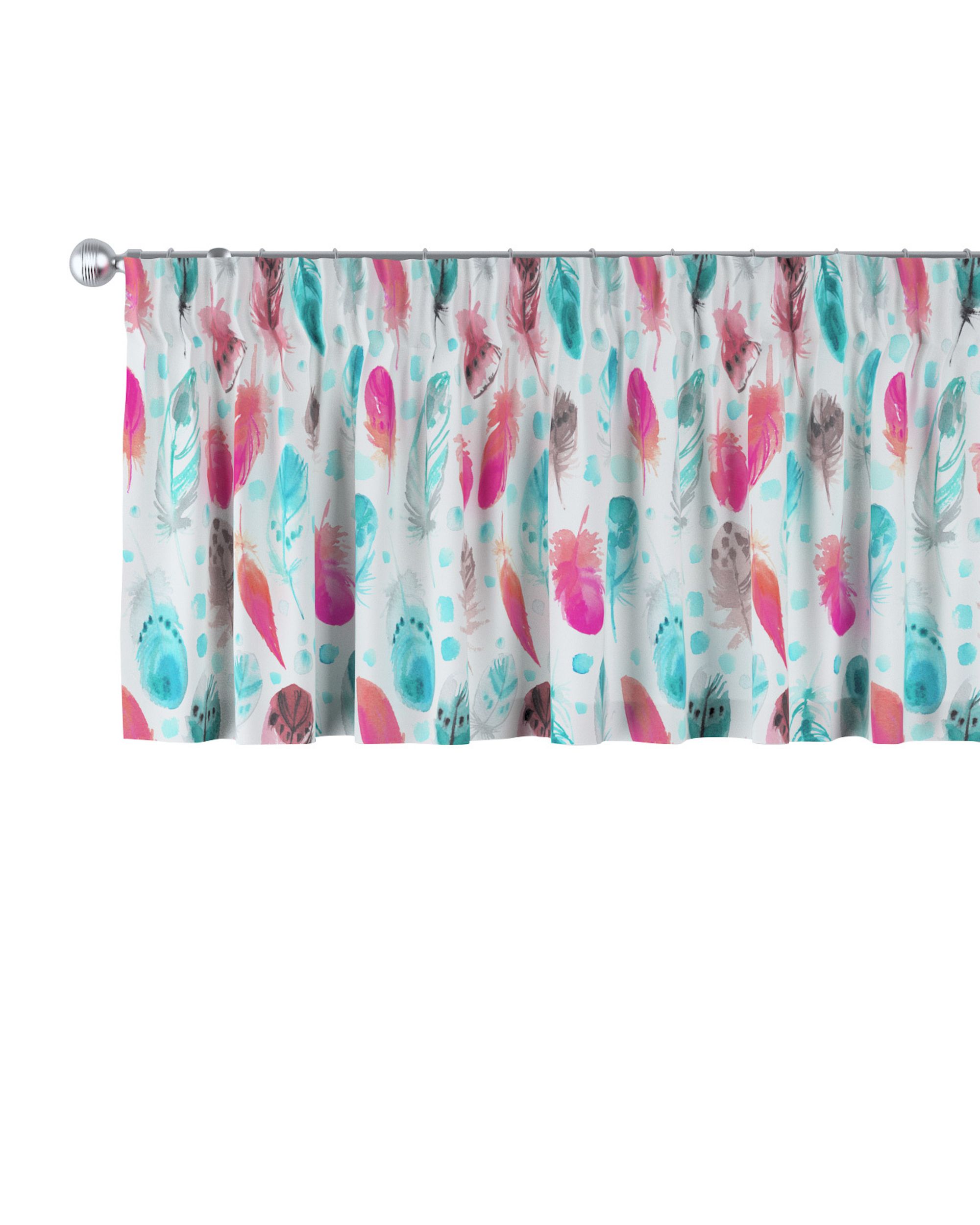 Lambrequin with gathering tape colour blue fabric patterned