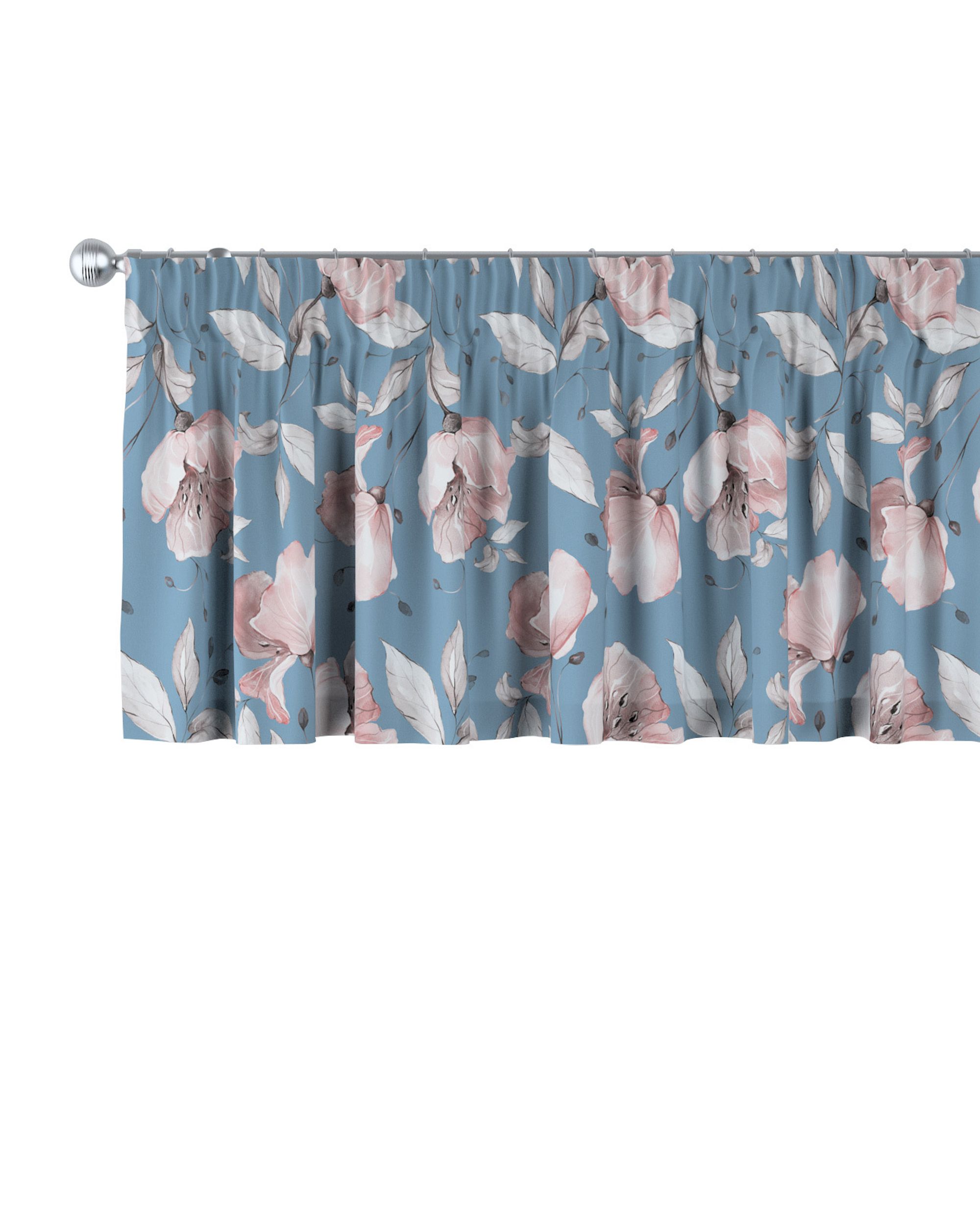 Lambrequin with gathering tape colour blue fabric patterned
