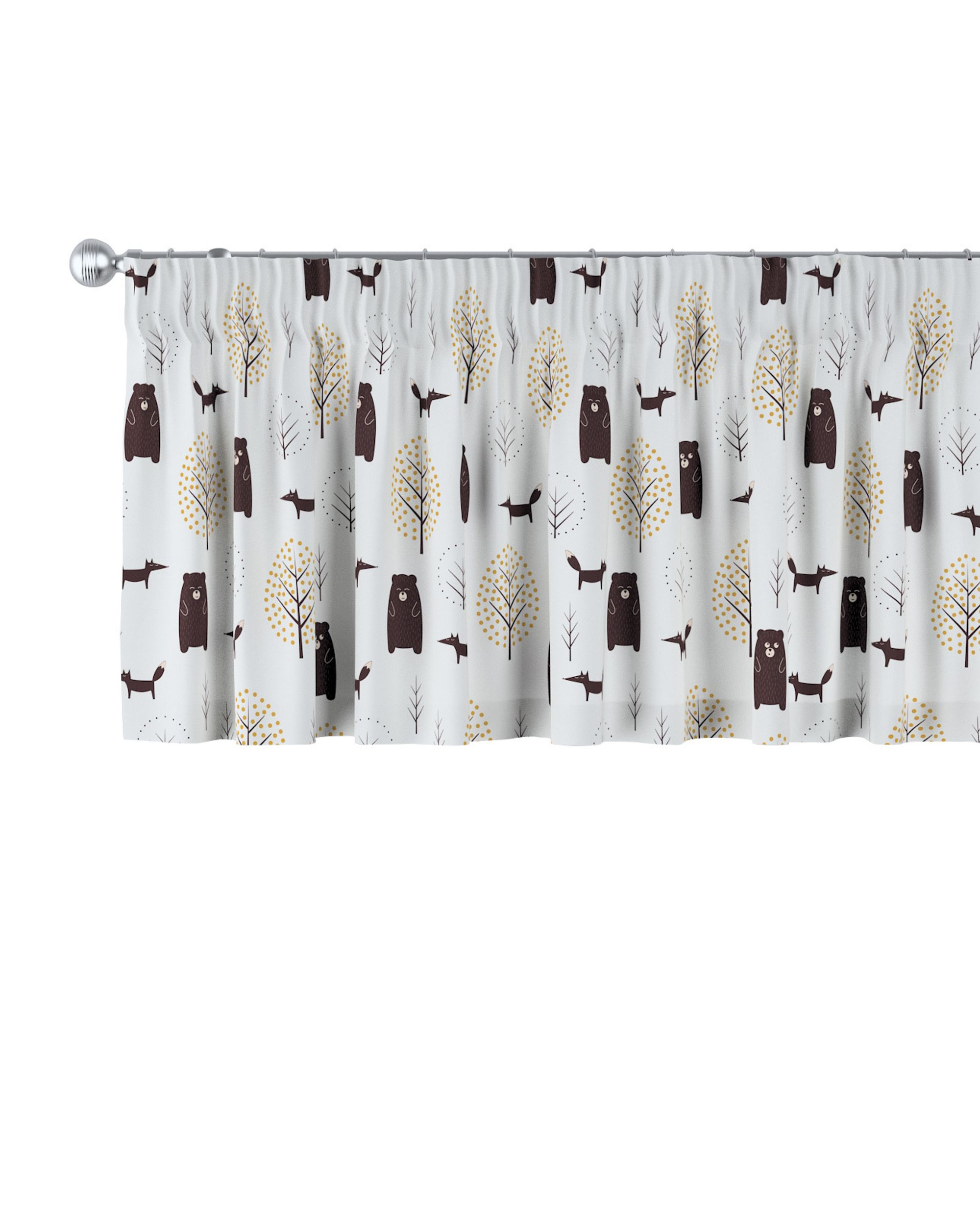 Lambrequin with gathering tape colour brown fabric patterned
