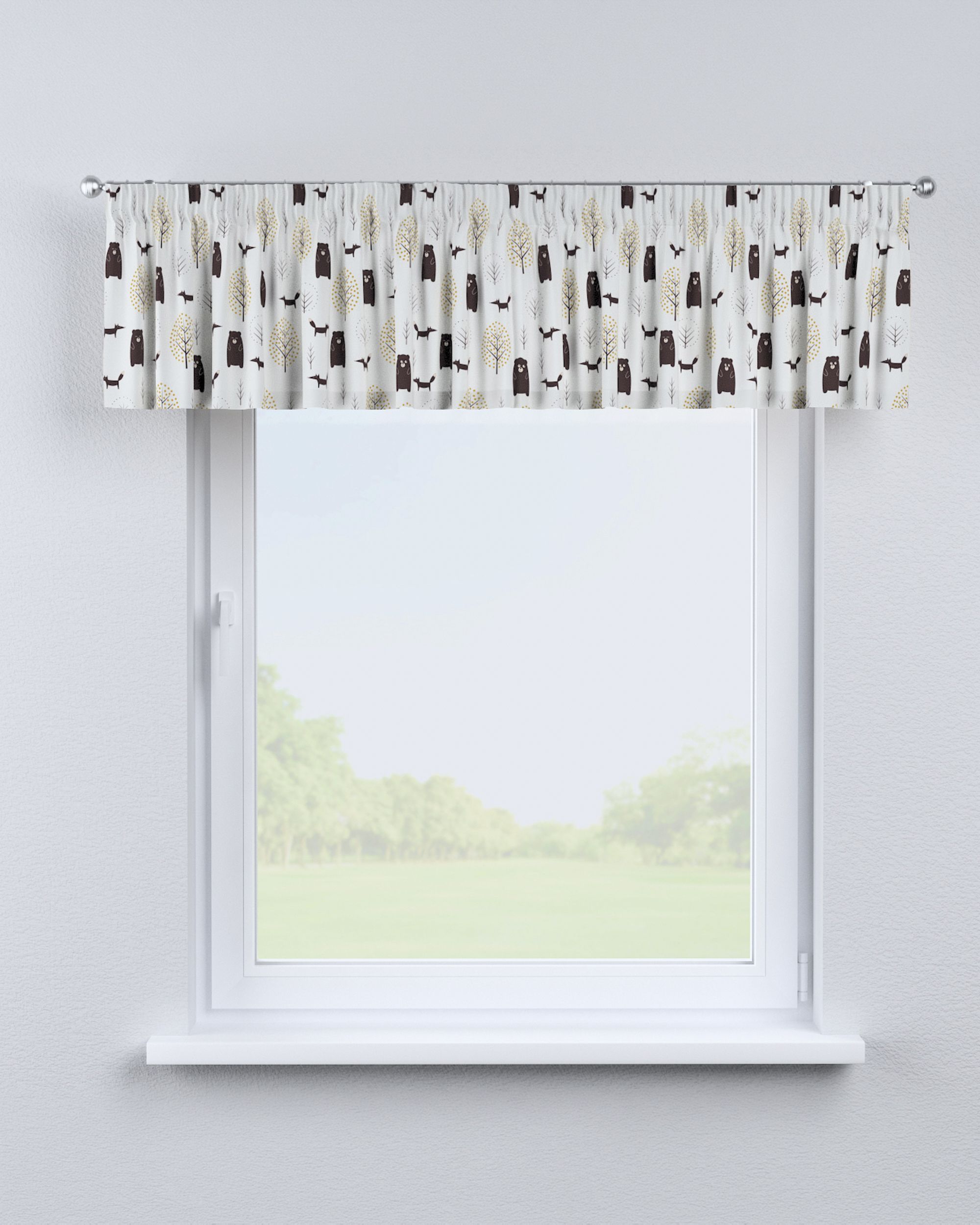 Lambrequin with gathering tape colour brown fabric patterned (hover)