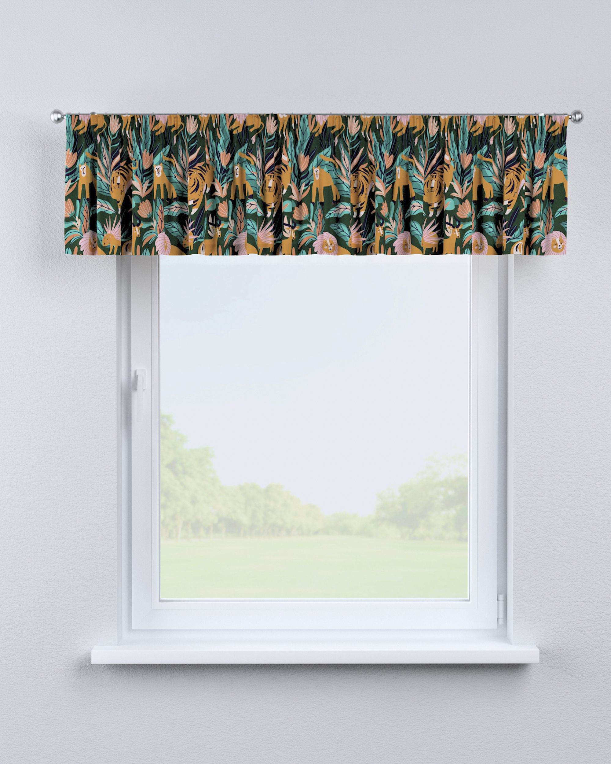 Lambrequin with gathering tape colour orange fabric patterned (hover)