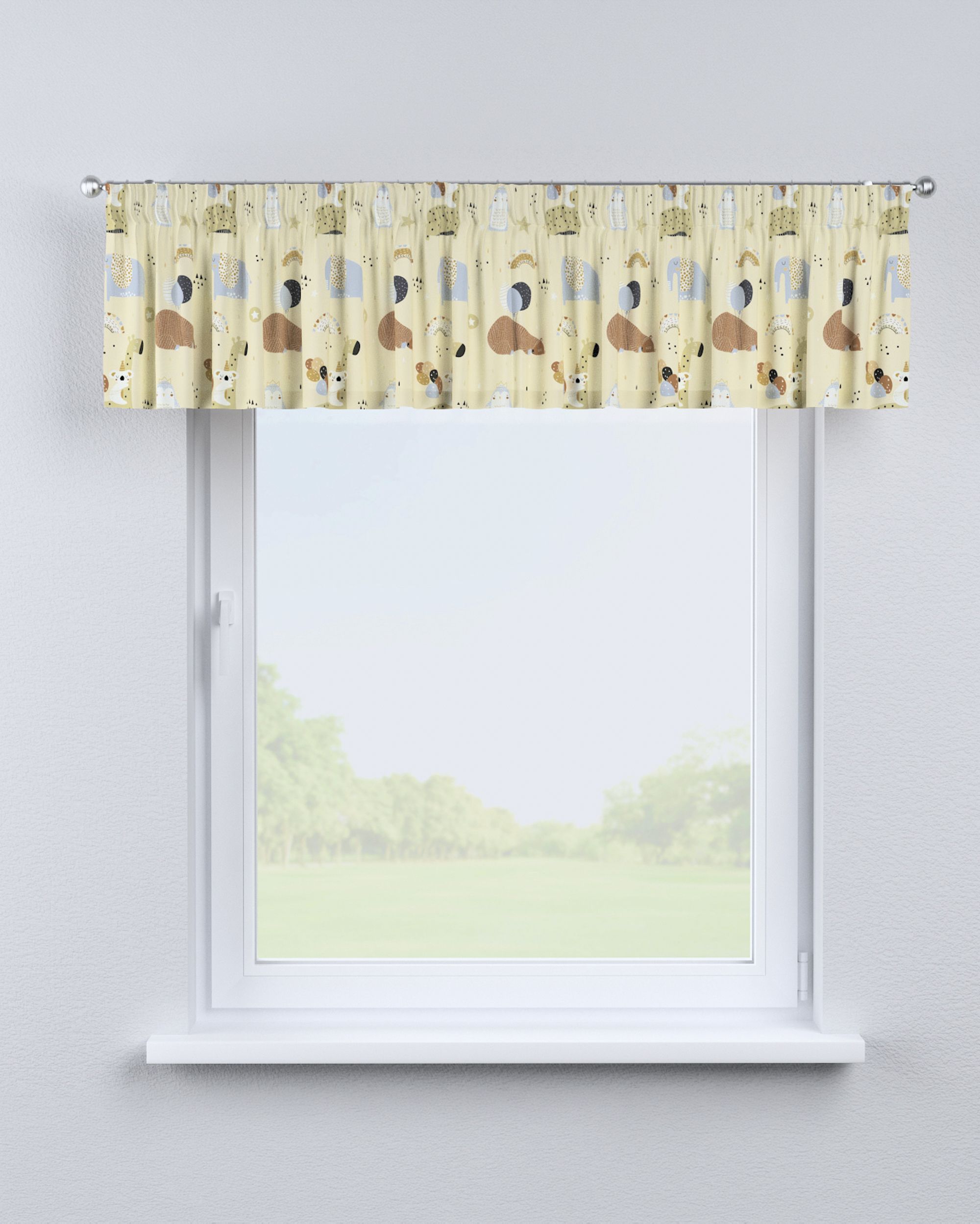 Lambrequin with gathering tape colour beige fabric patterned (hover)