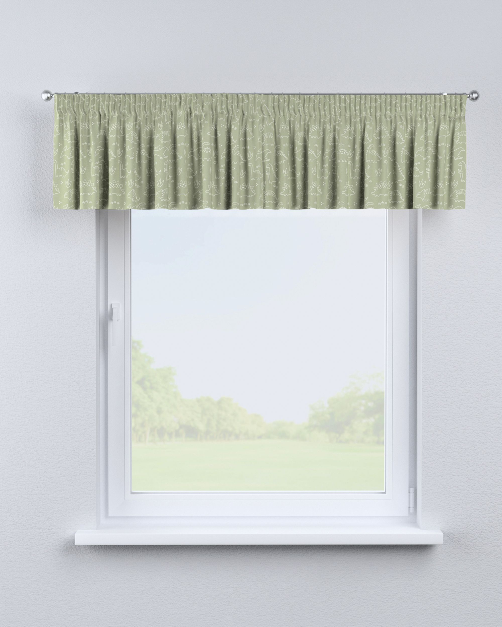 Lambrequin with gathering tape colour green fabric patterned (hover)