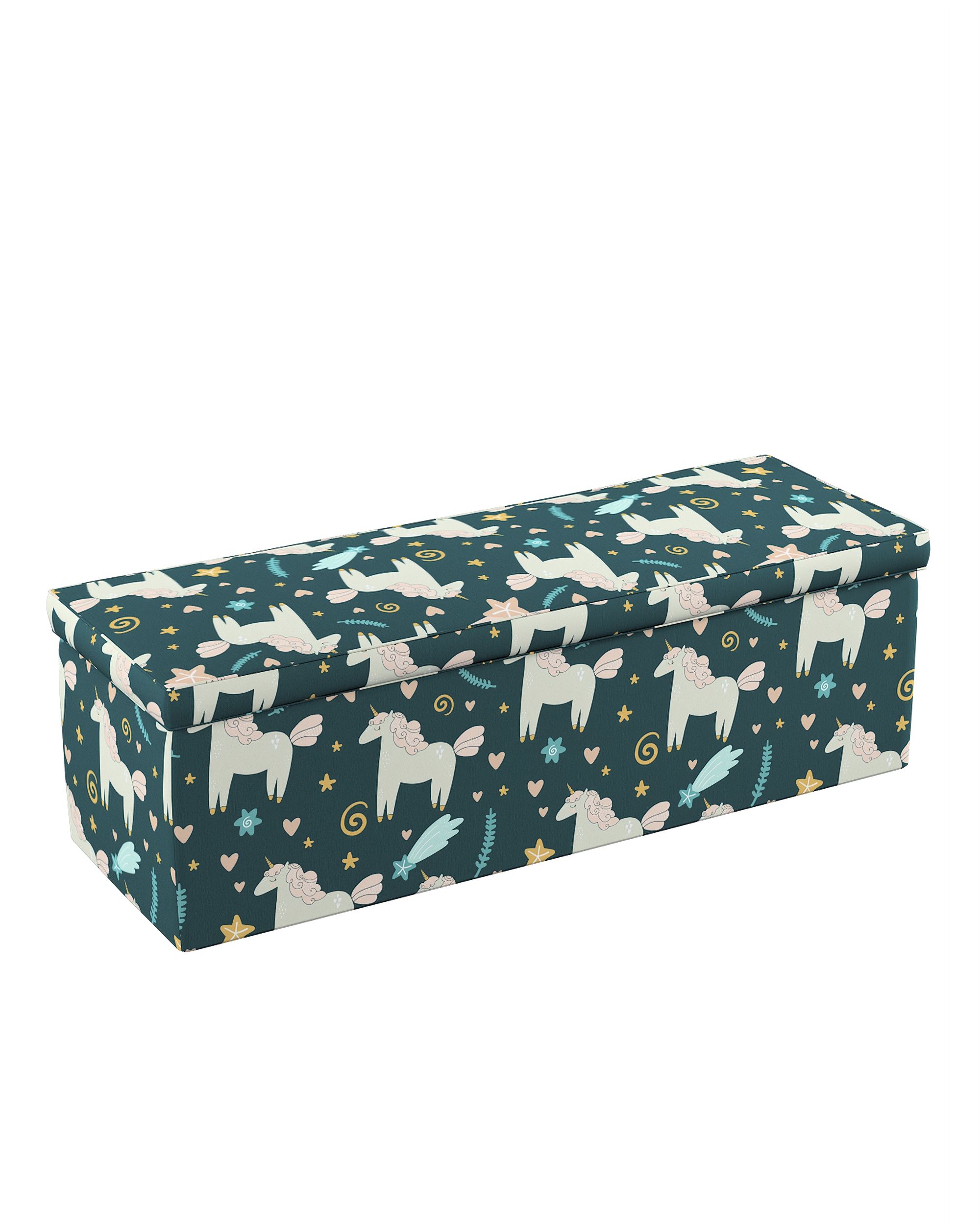 Upholstered storage chest colour brown fabric patterned (hover)