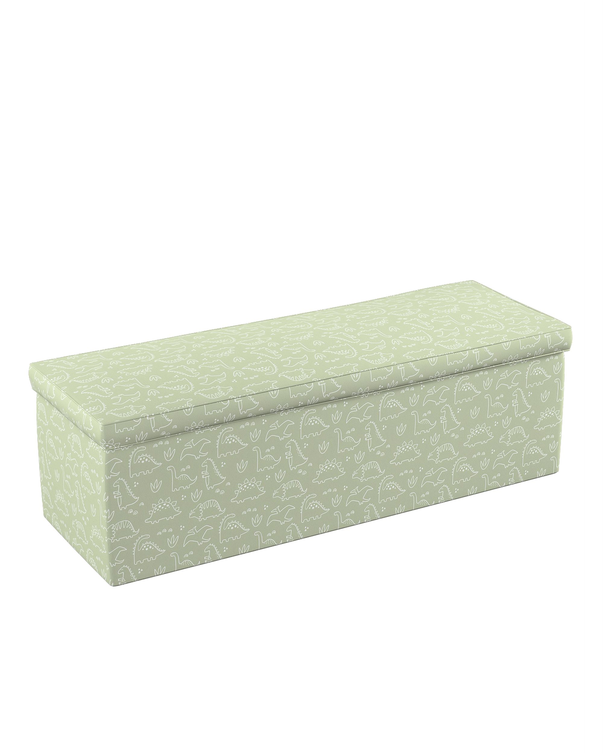Upholstered storage chest colour green fabric patterned (hover)