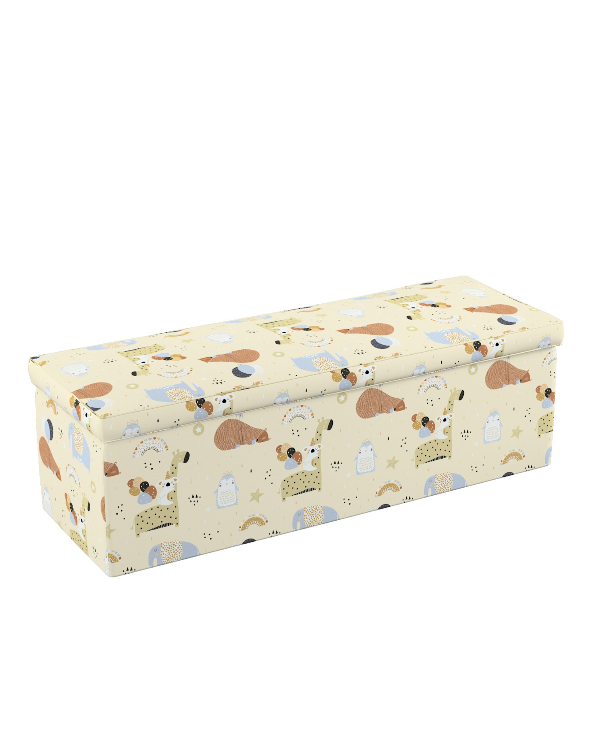 Upholstered storage chest colour beige fabric patterned (hover)