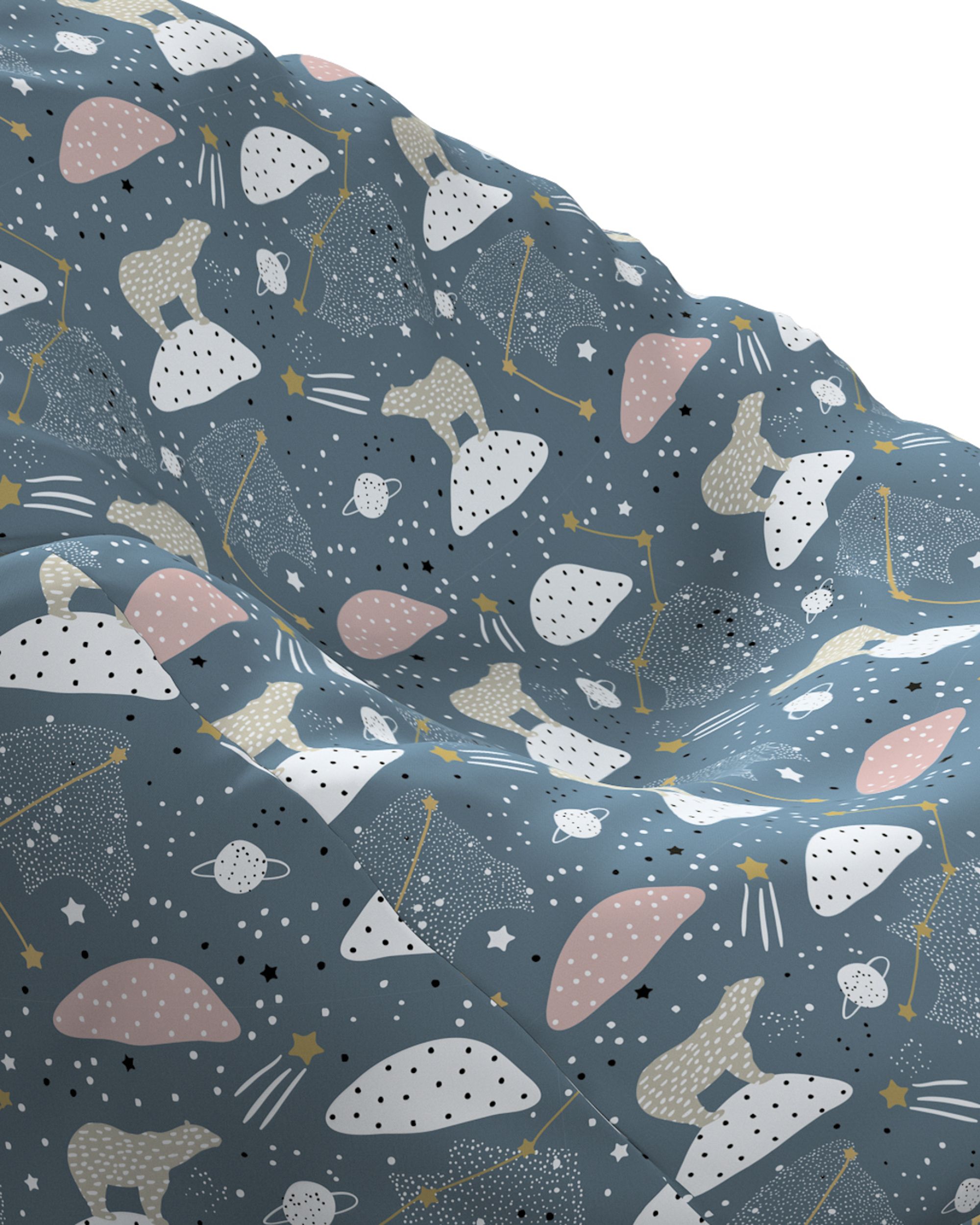 Beanbag Bowli colour blue fabric patterned (hover)