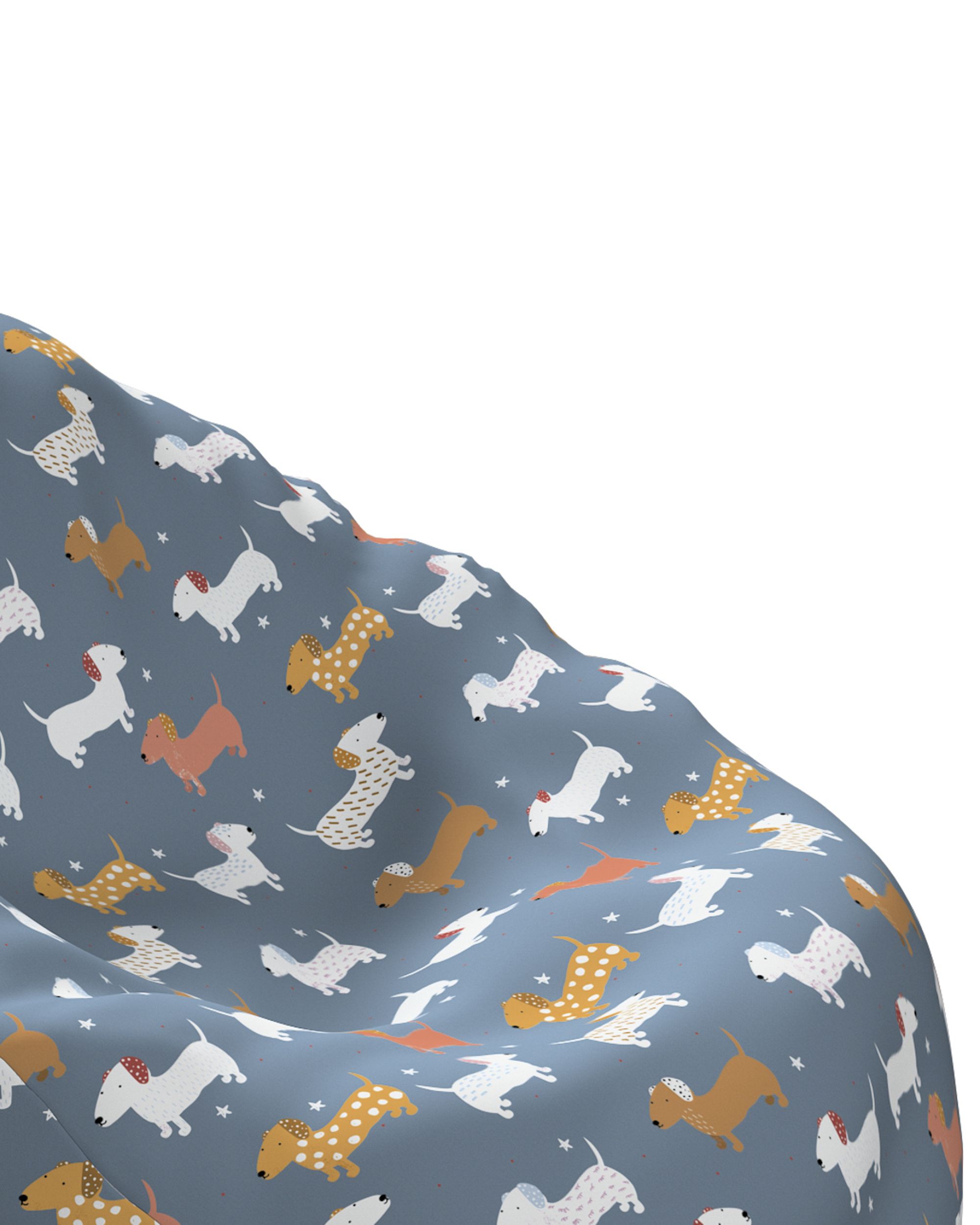 Beanbag Bowli colour blue fabric patterned (hover)