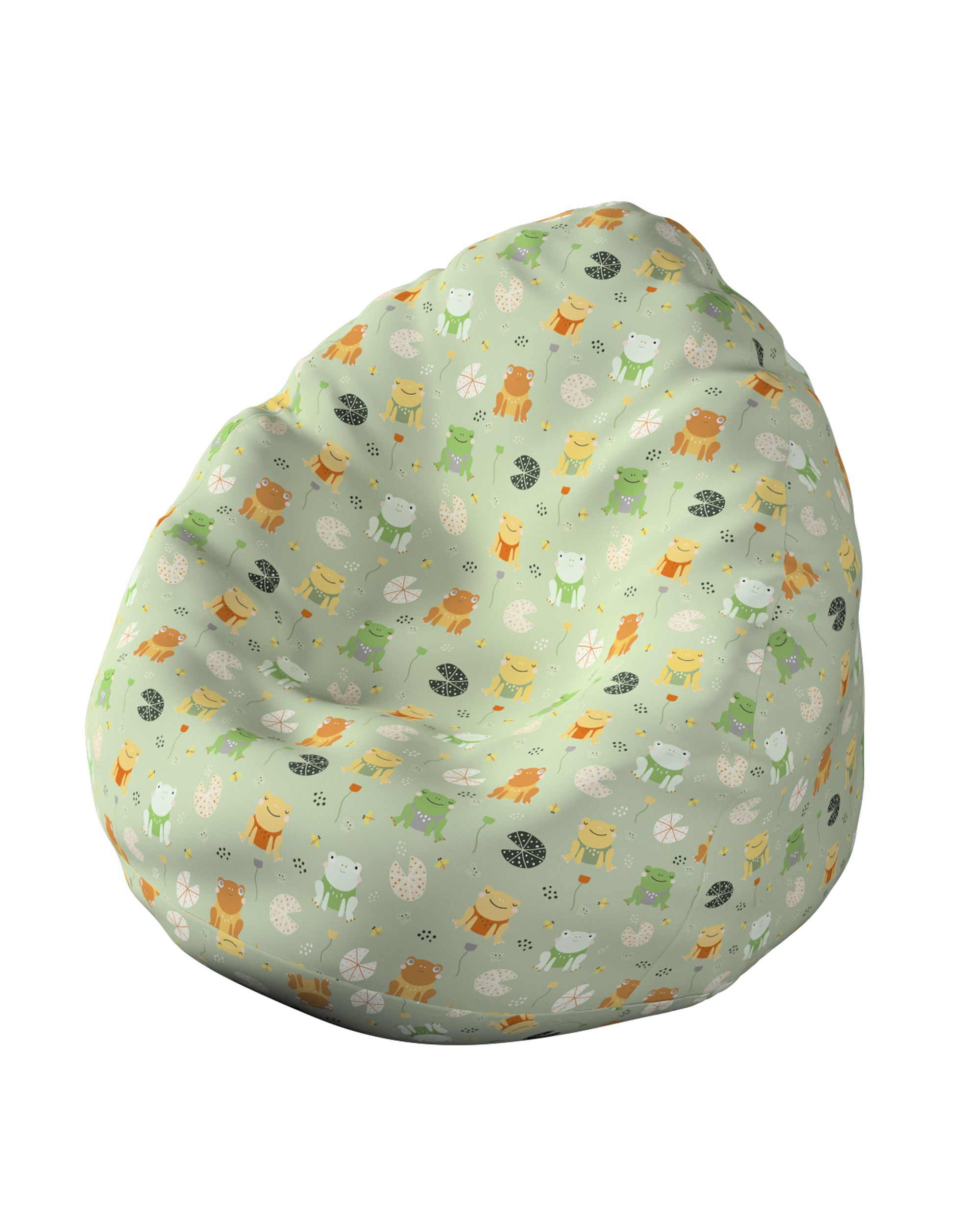 Beanbag Bowli colour green fabric patterned
