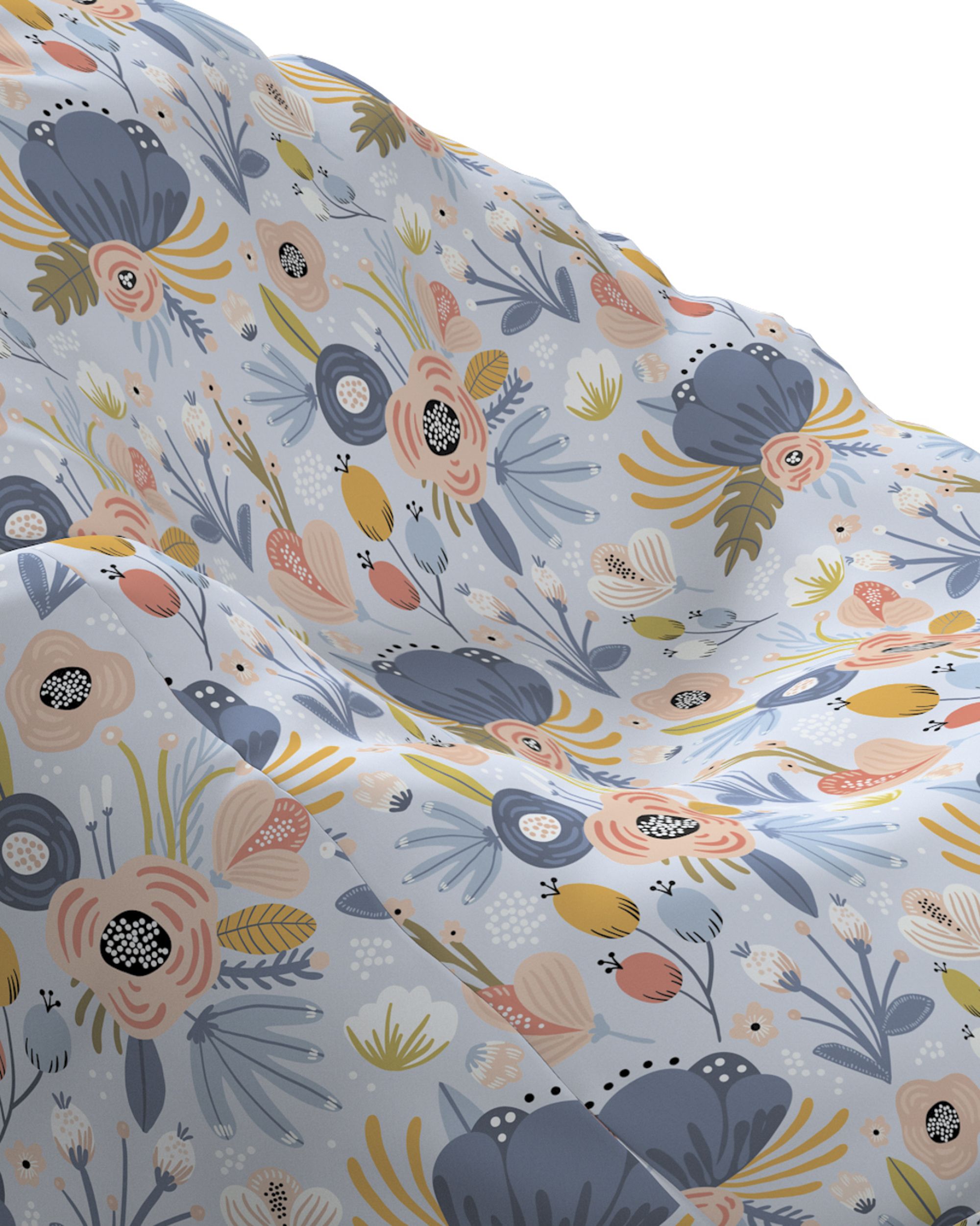 Beanbag Bowli colour blue fabric patterned (hover)