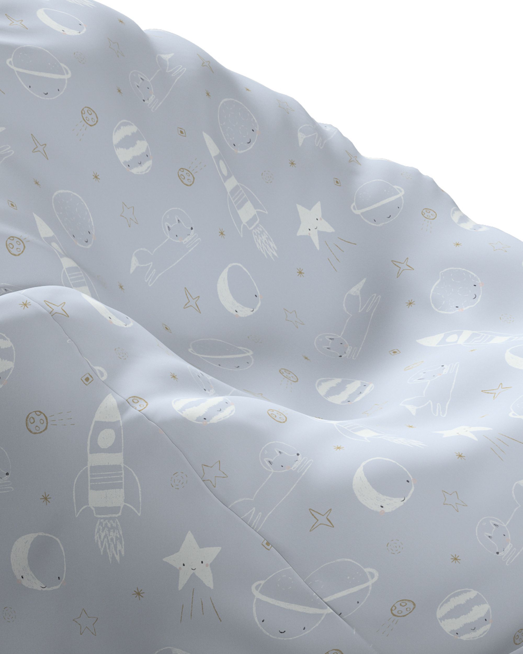 Beanbag Bowli colour blue fabric patterned (hover)
