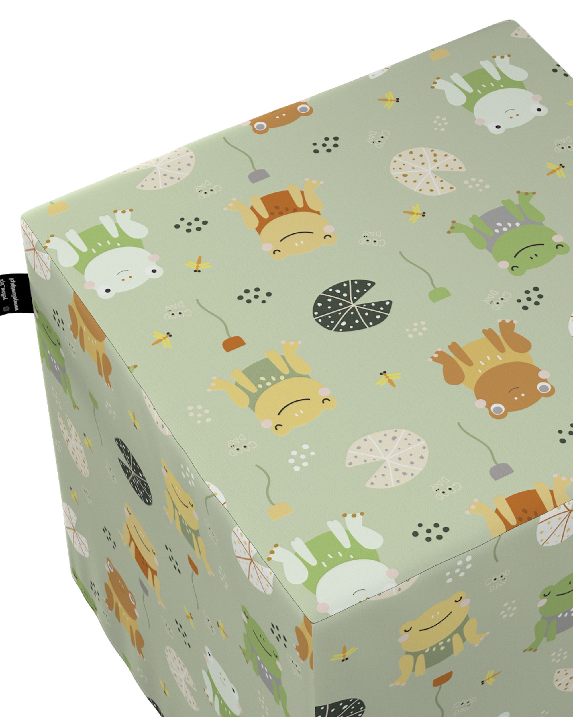 Nano cube pouf colour green fabric patterned (hover)