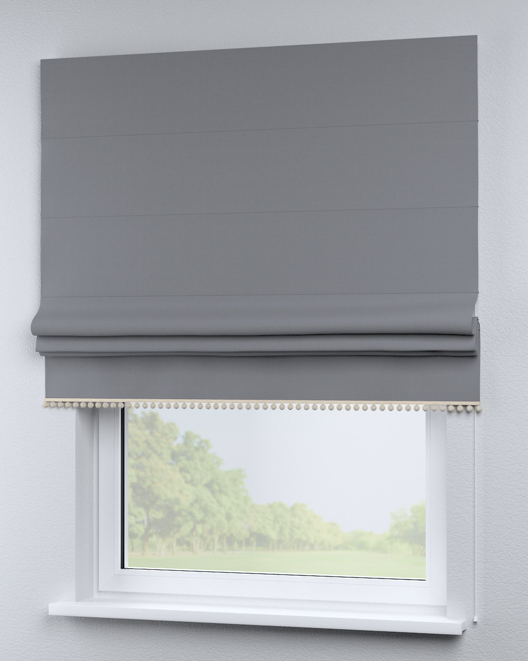 Roman blind with pompoms colour grey (hover)