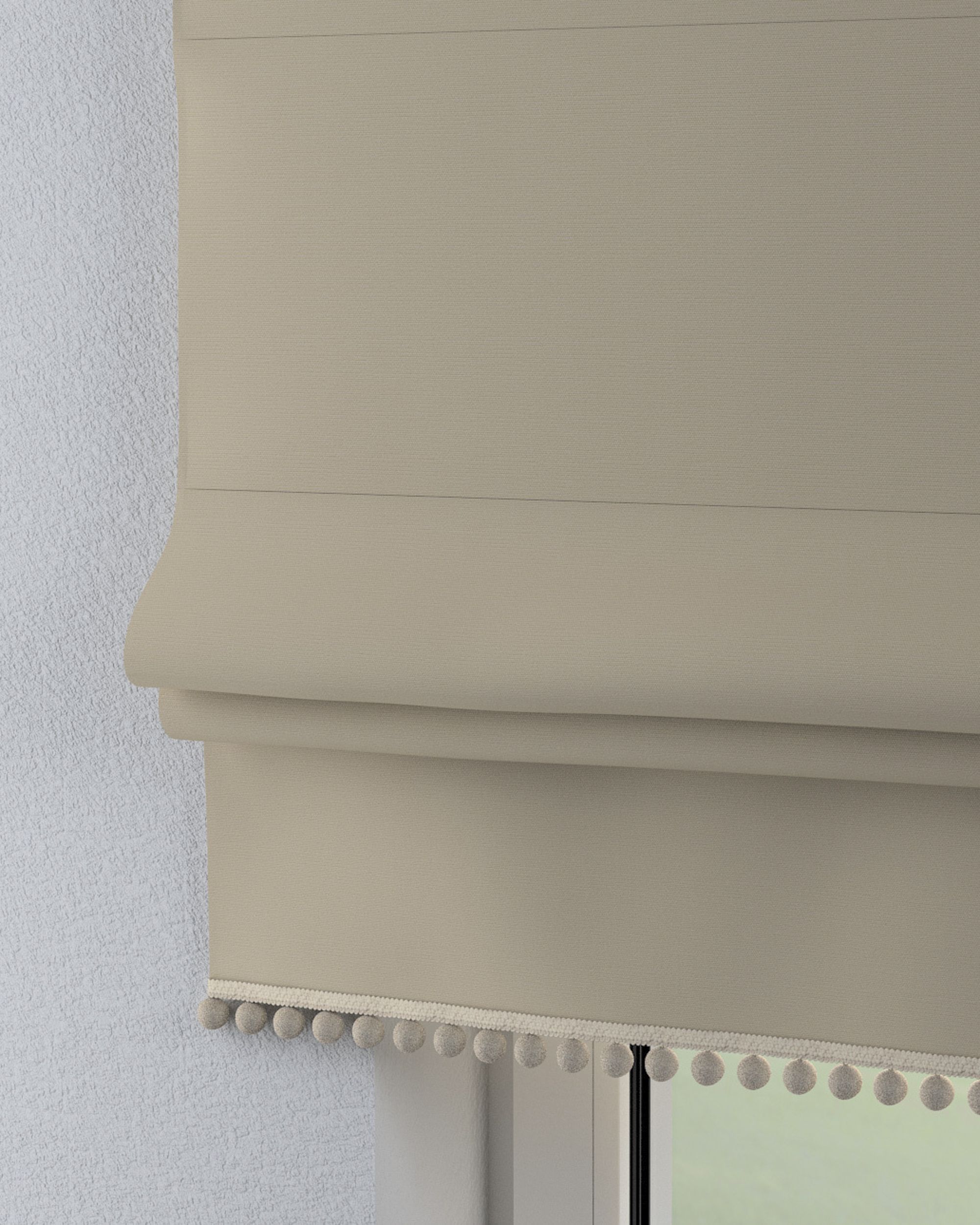 Roman blind with pompoms colour beige